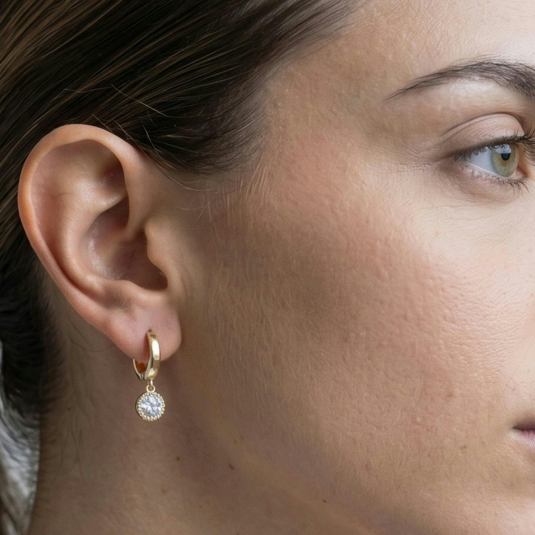 Enso Gold Circle Drop Hoop Earrings , view 4 of 5