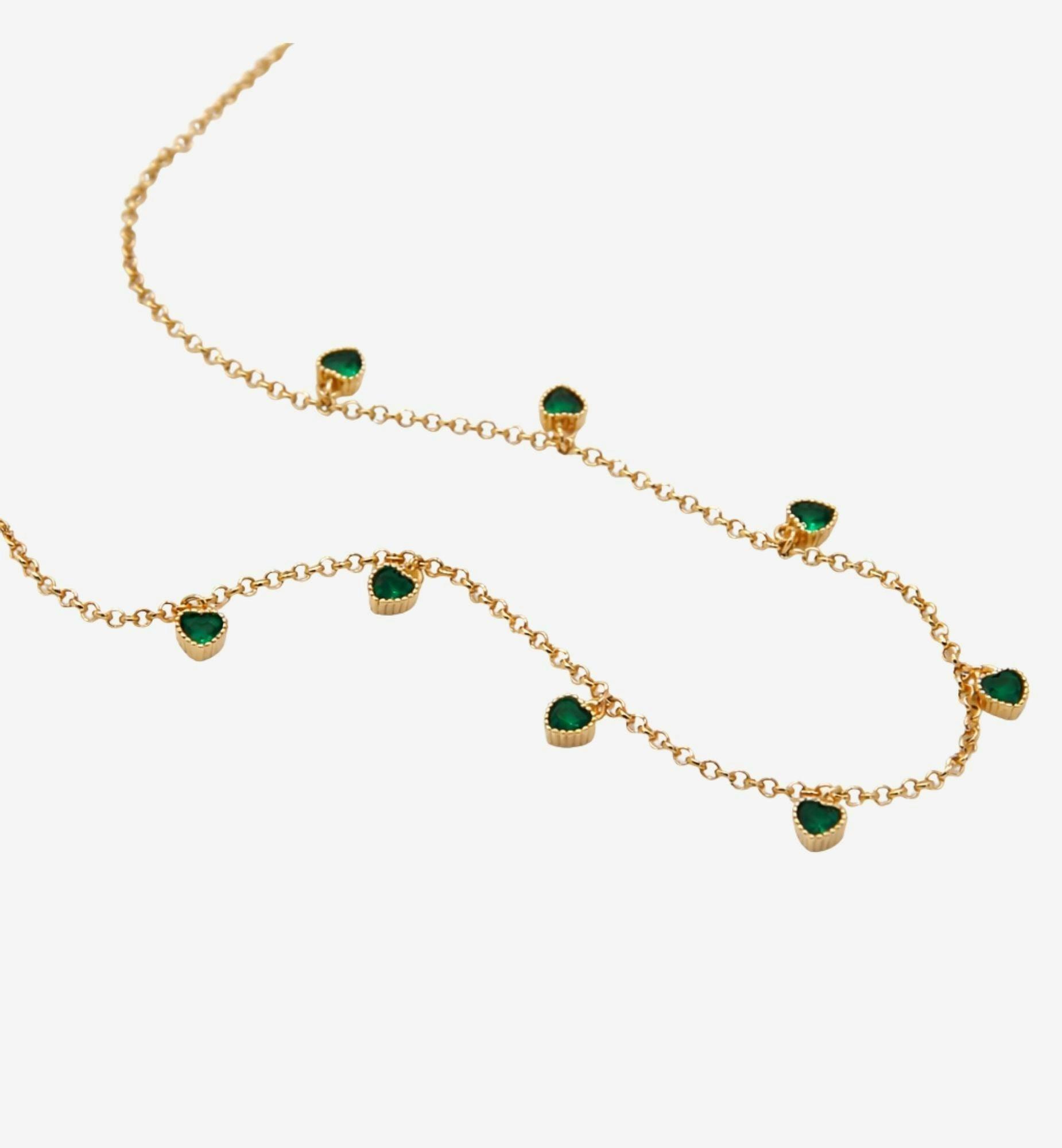 Kokoro Green Heart Gold Necklace , view 3 of 6