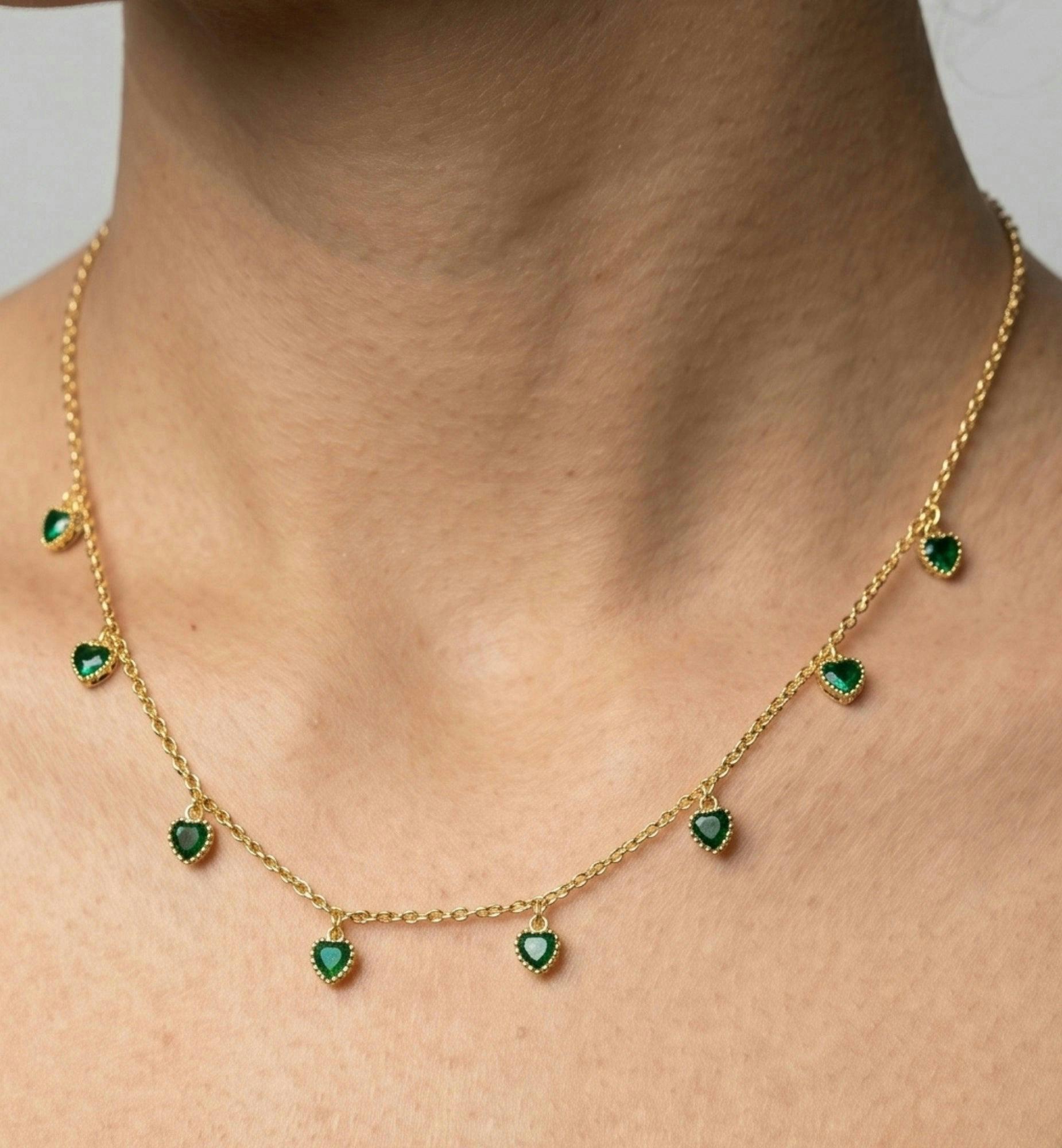 Kokoro Green Heart Gold Necklace , view 4 of 6
