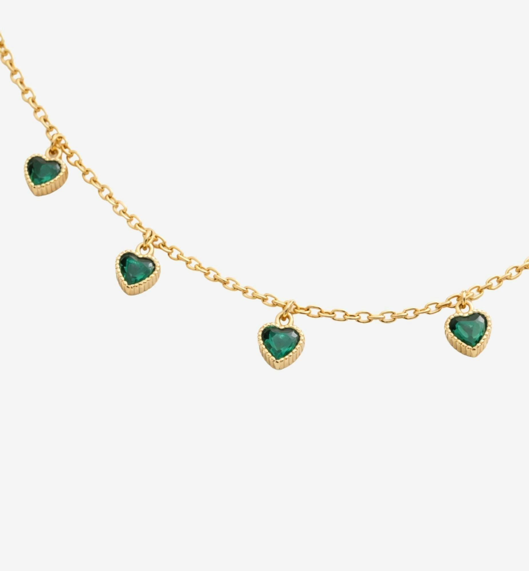 Kokoro Green Heart Gold Necklace , view 5 of 6