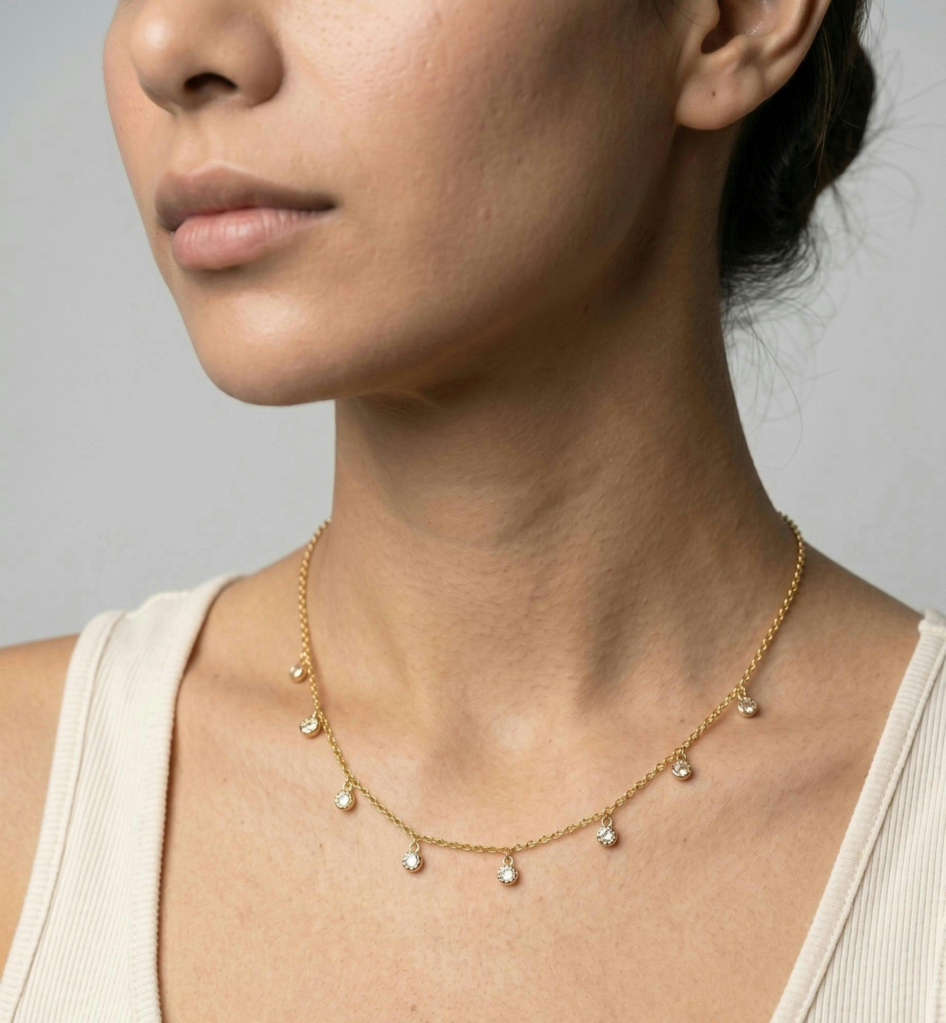 Enso Gold Circle Stone Necklace , view 2 of 5