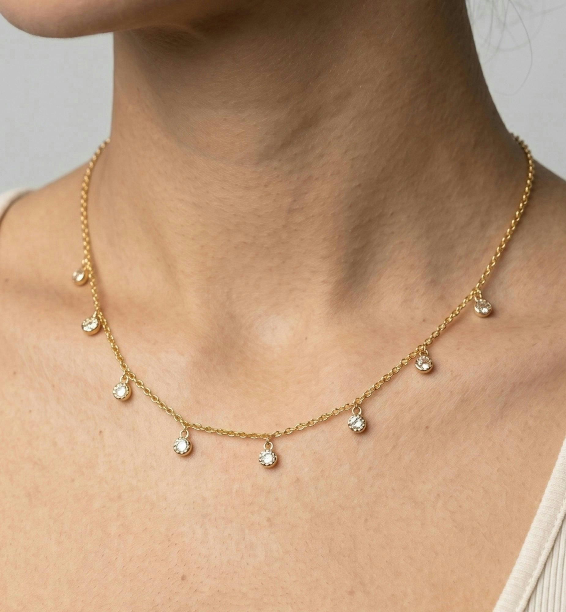 Enso Gold Circle Stone Necklace , view 4 of 5