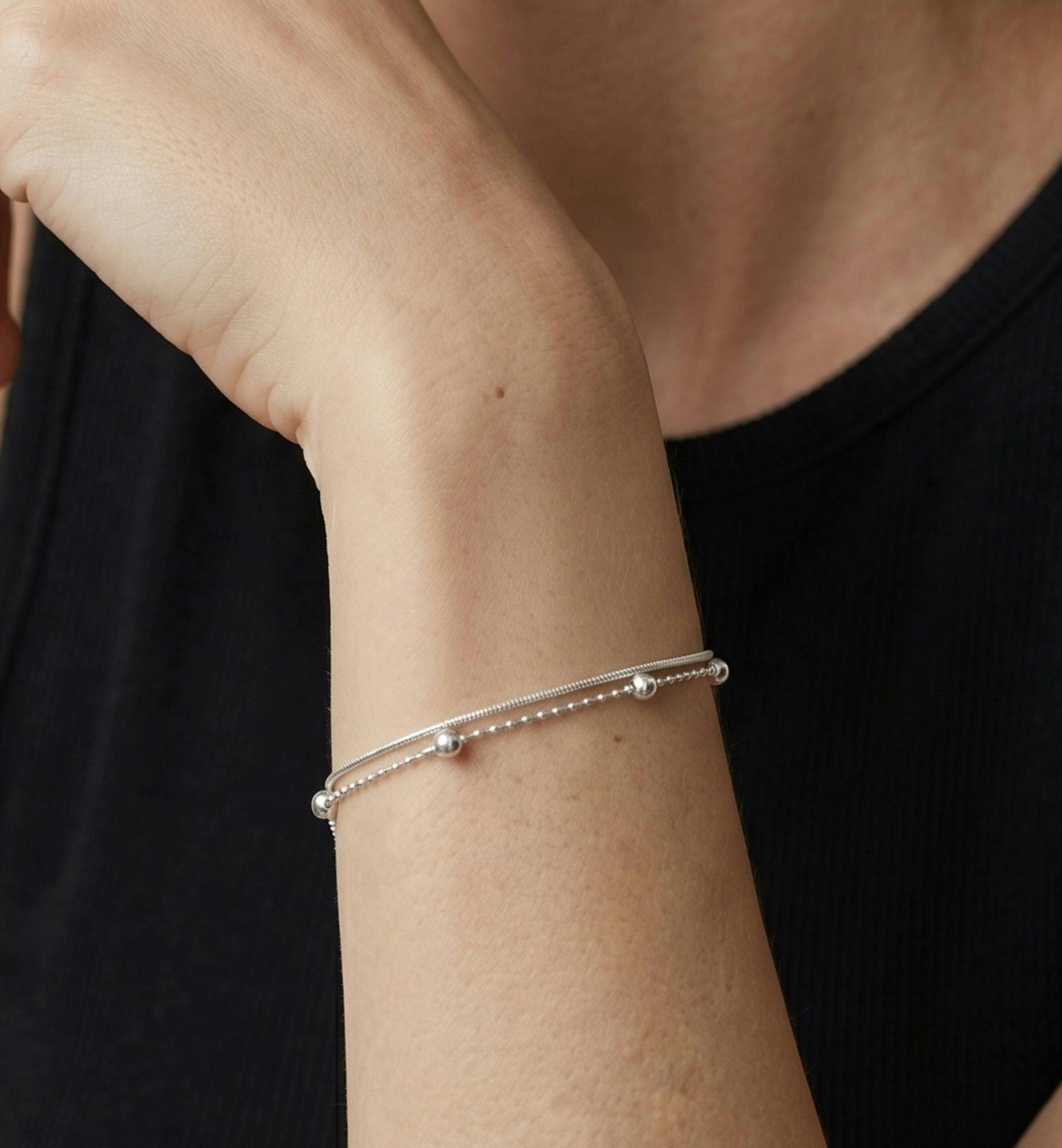 Enso 925 Silver Layered Chain Bracelet , view 4 of 6