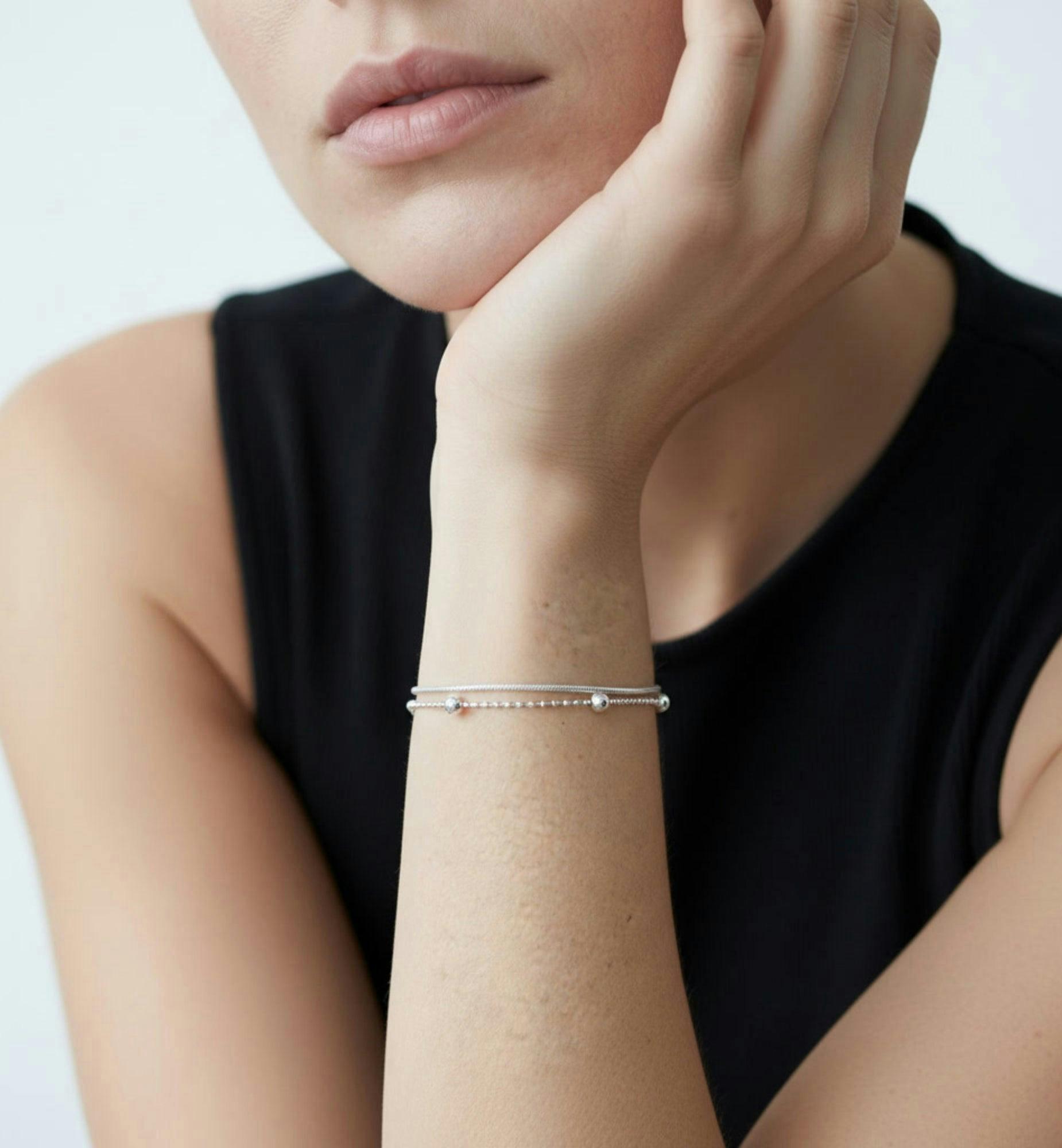 Enso 925 Silver Layered Chain Bracelet , view 5 of 6