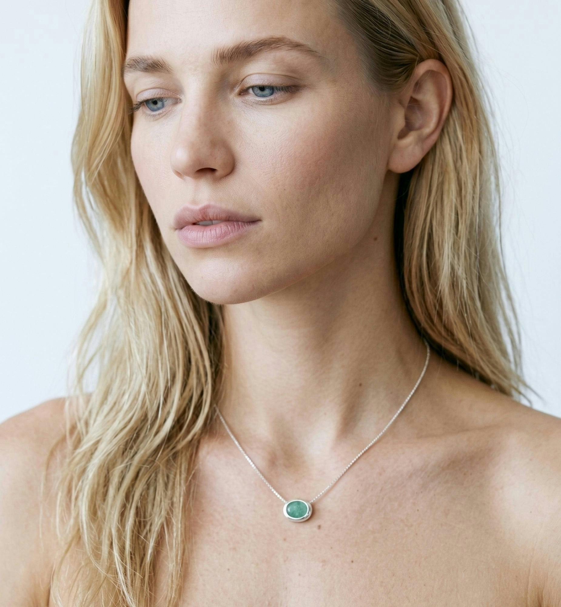 Enso Amazonite and 925 Sterling Silver Necklace , view 2 of 5