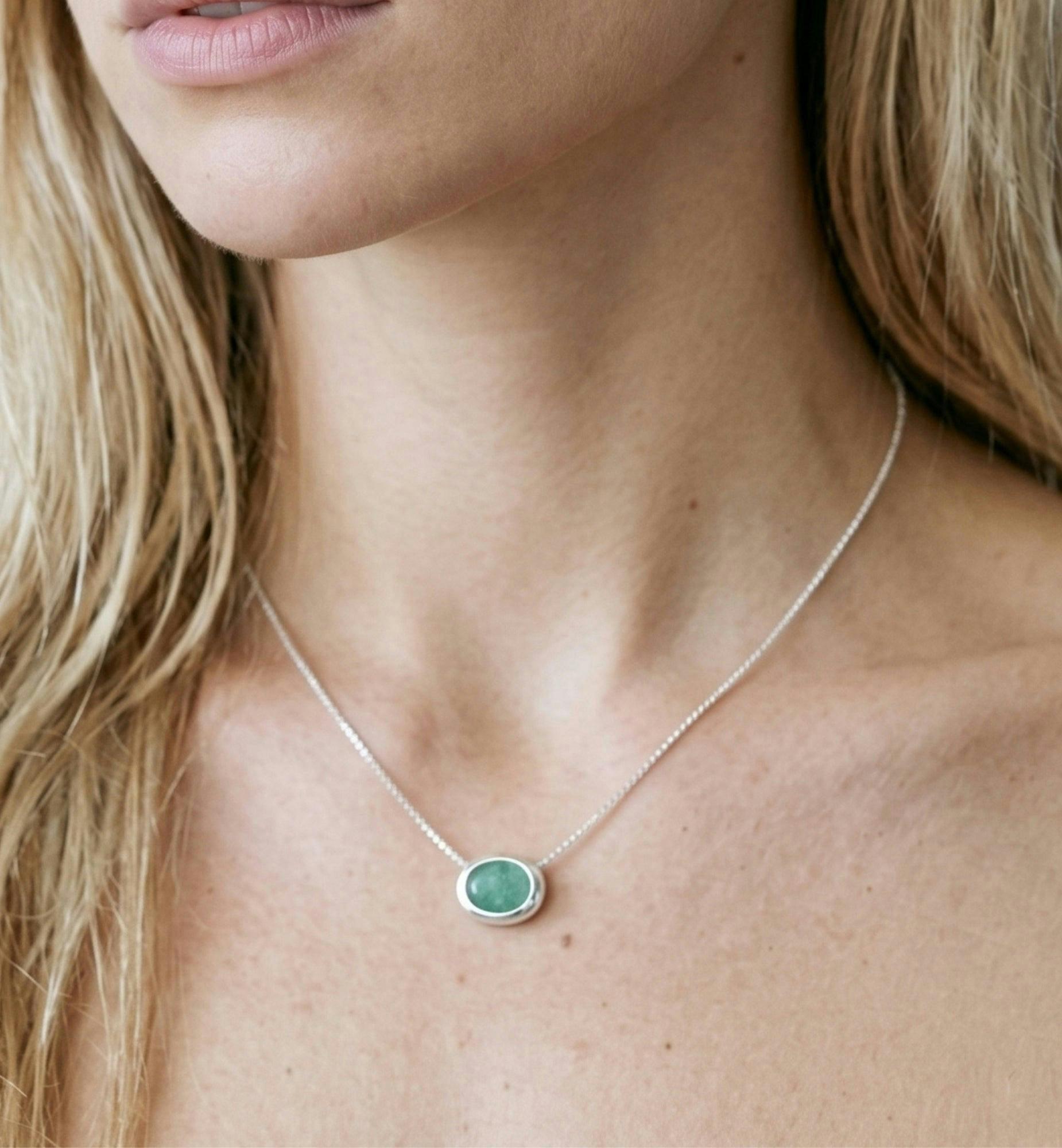 Enso Amazonite and 925 Sterling Silver Necklace , view 4 of 5