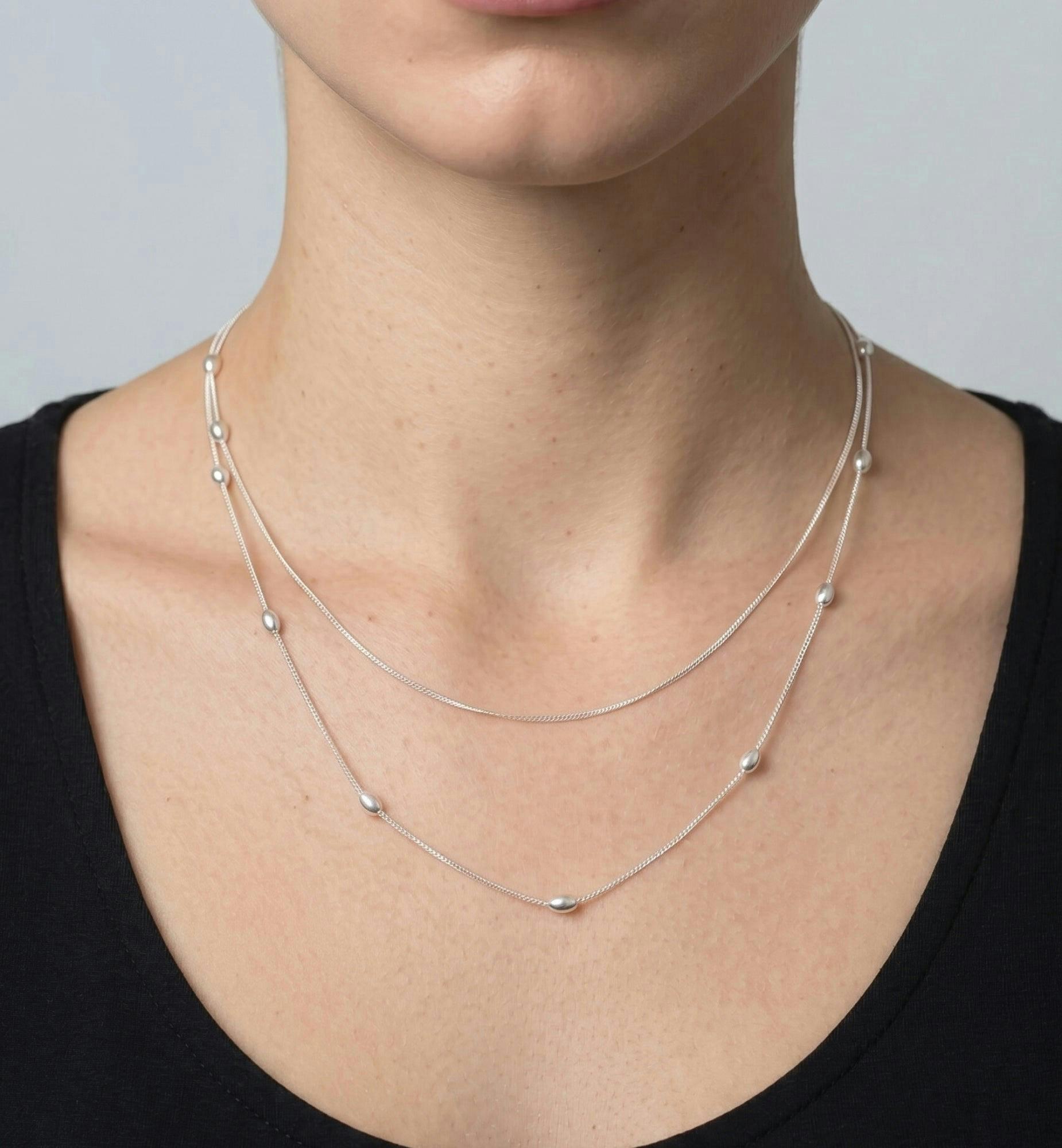 Enso 925 Silver Layered Chain Necklace , view 2 of 3