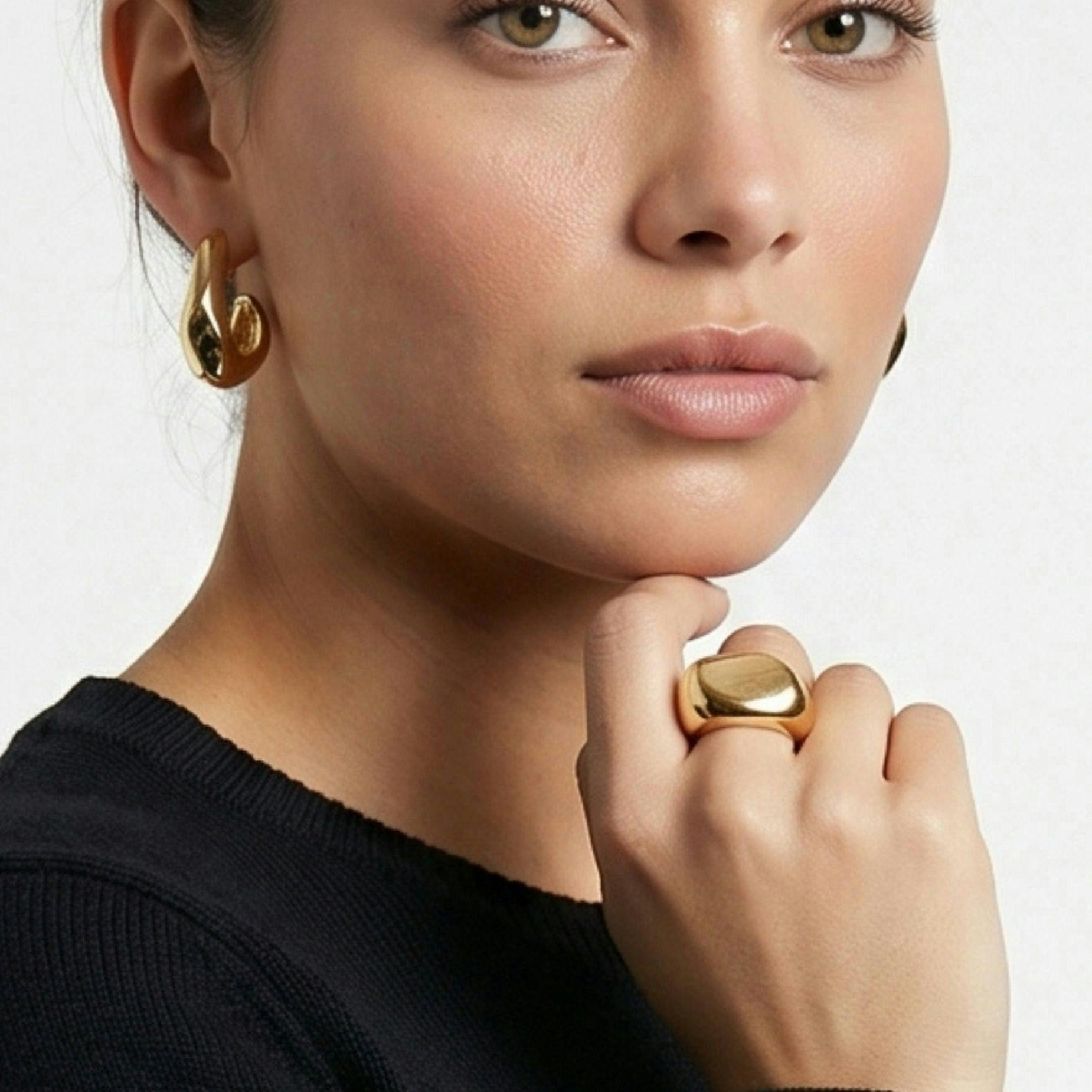 Nami Gold Hammered Ring , view 2 of 5