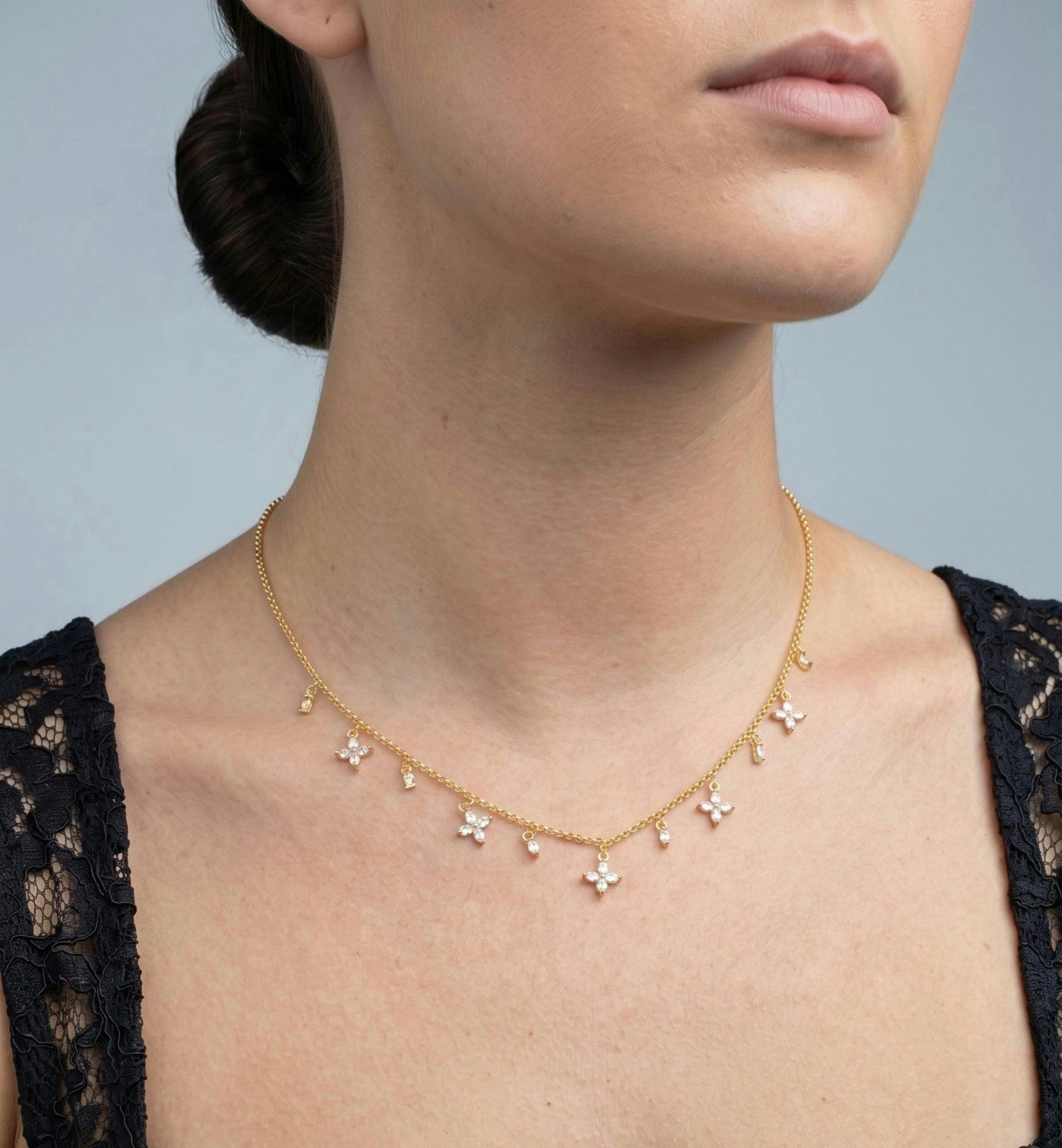 Kinmokusei Gold Floral Necklace , view 2 of 5