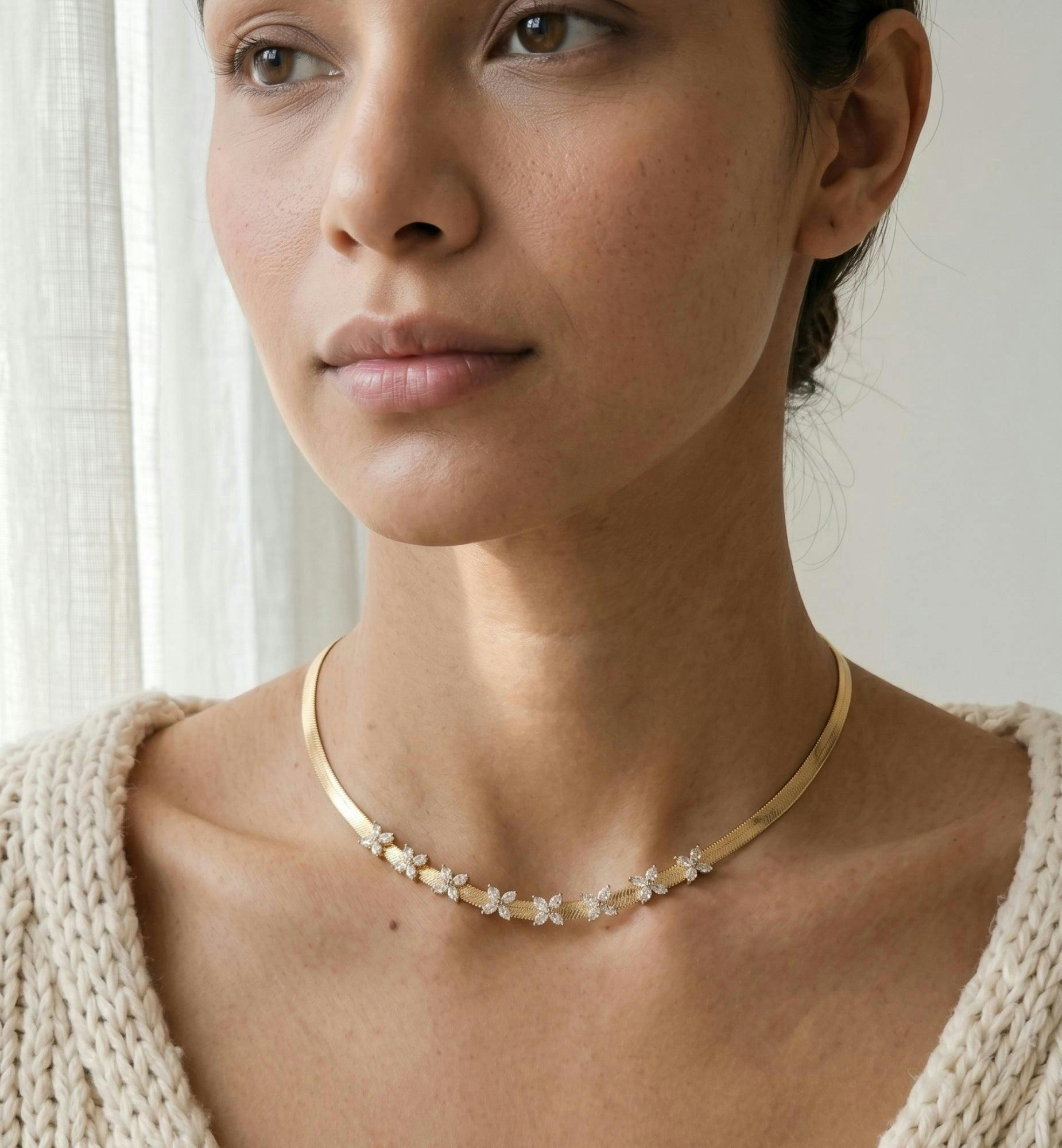 Kinmokusei Gold Chain Floral Necklace , view 2 of 6