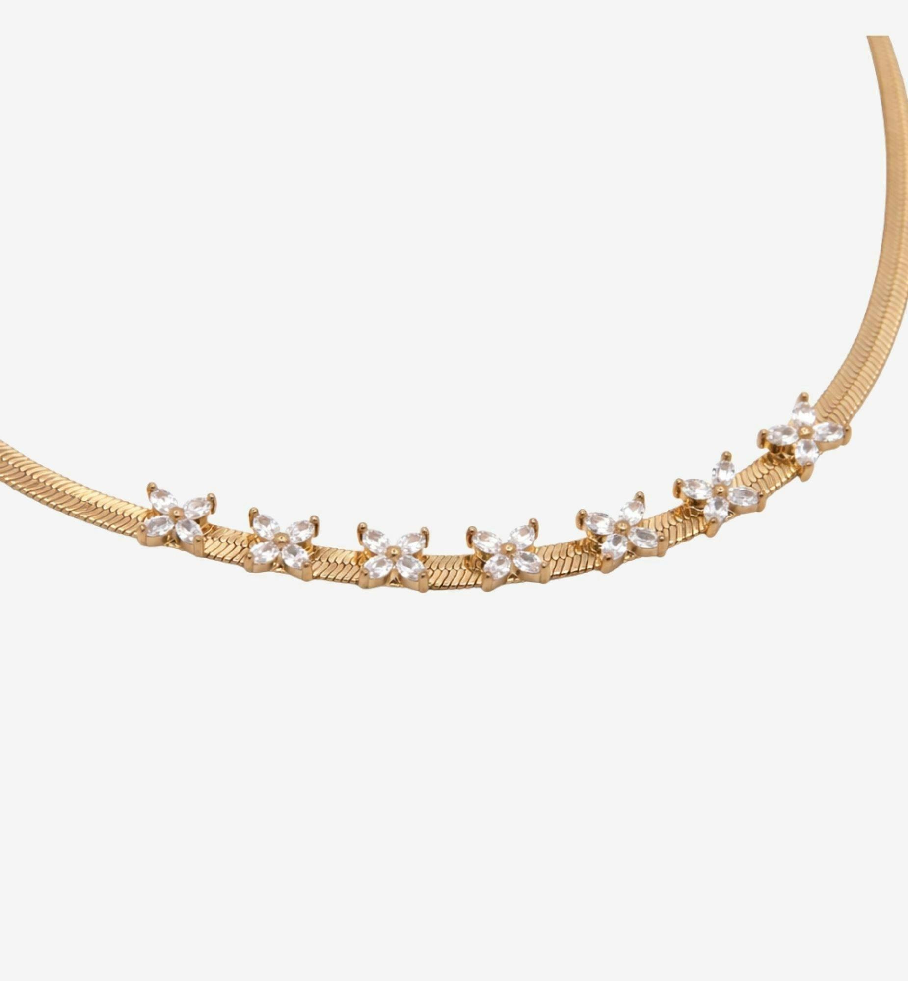 Kinmokusei Gold Chain Floral Necklace , view 3 of 6