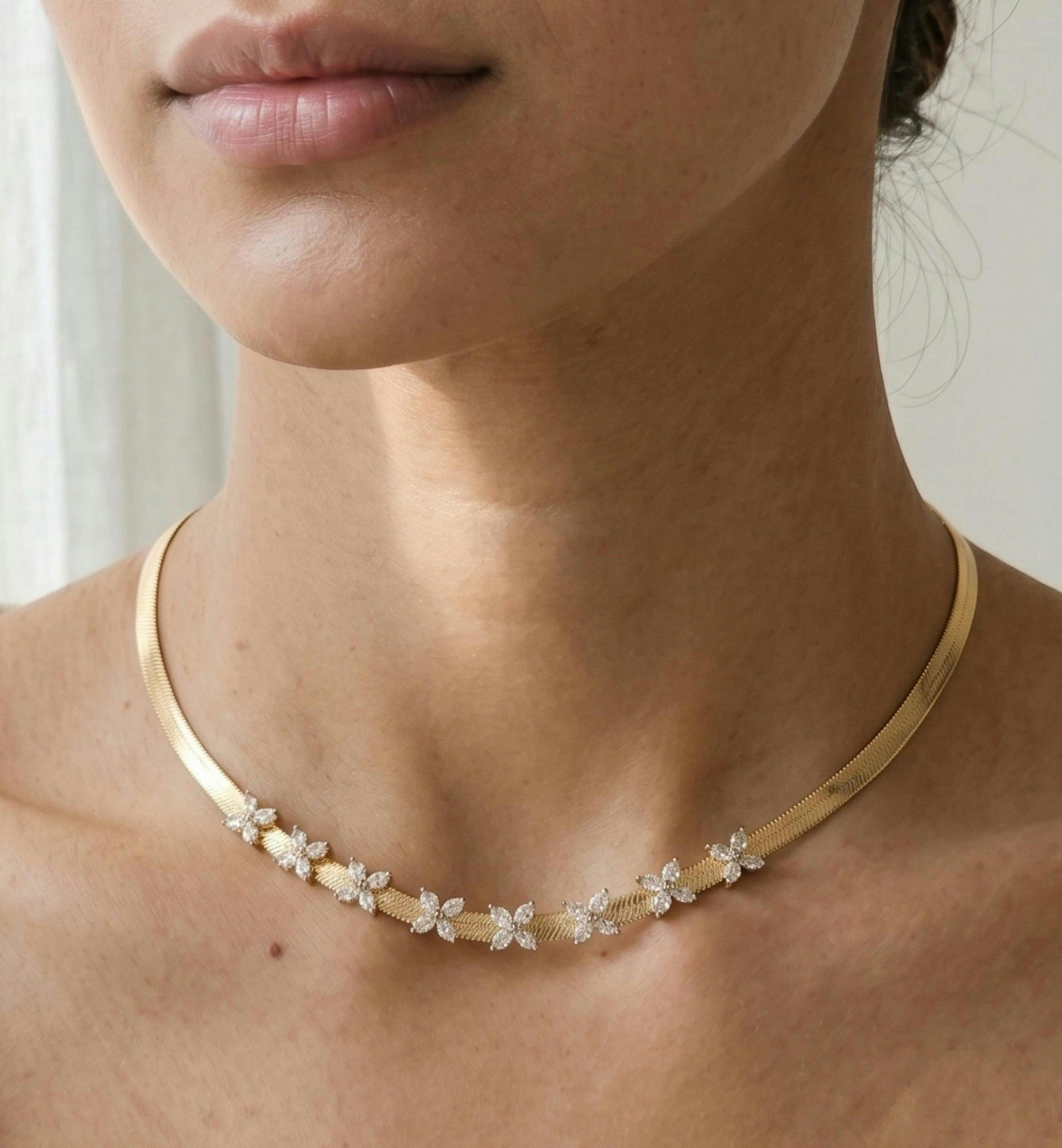 Kinmokusei Gold Chain Floral Necklace , view 4 of 6