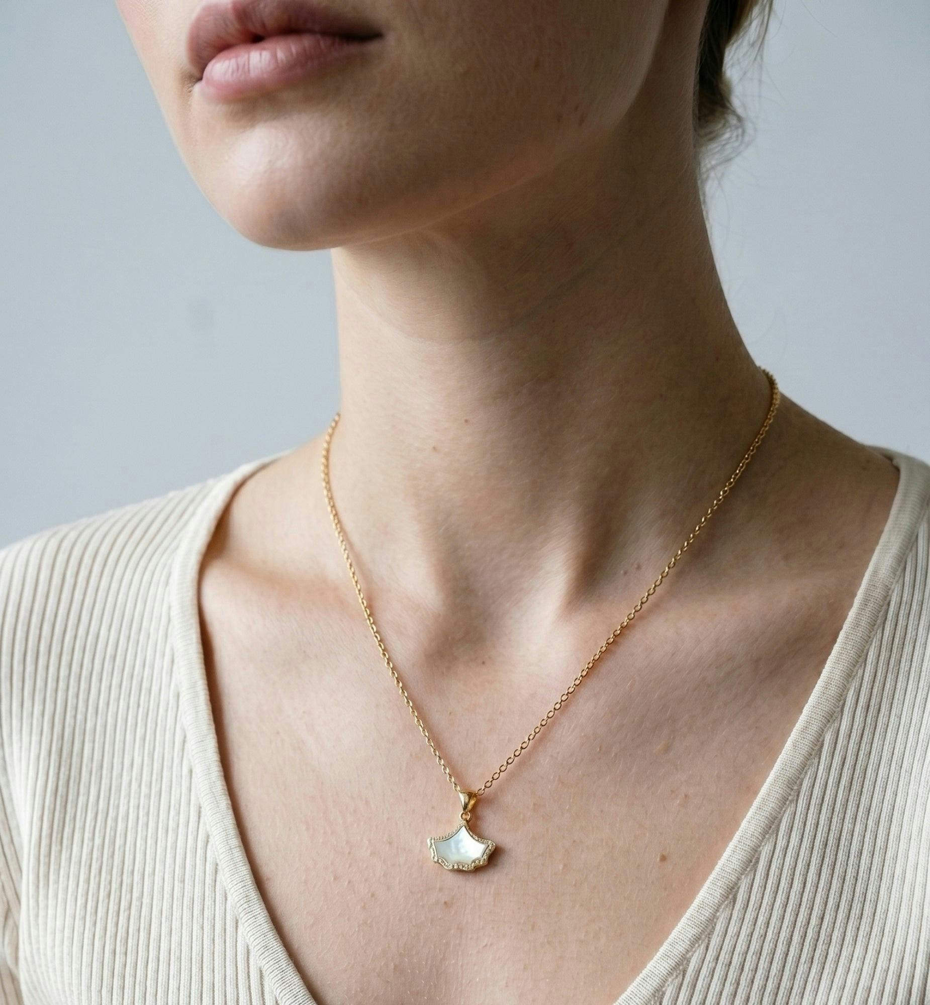 Gingko Gold Pendant Necklace , view 2 of 5