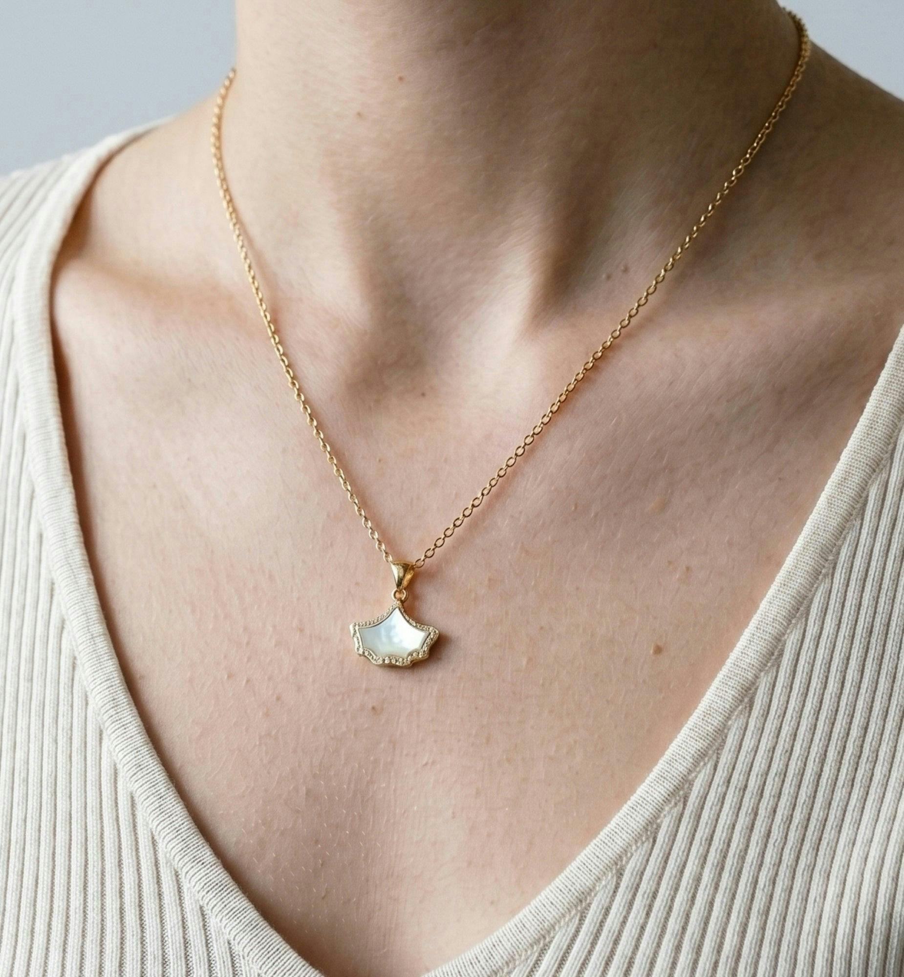 Gingko Gold Pendant Necklace , view 4 of 5