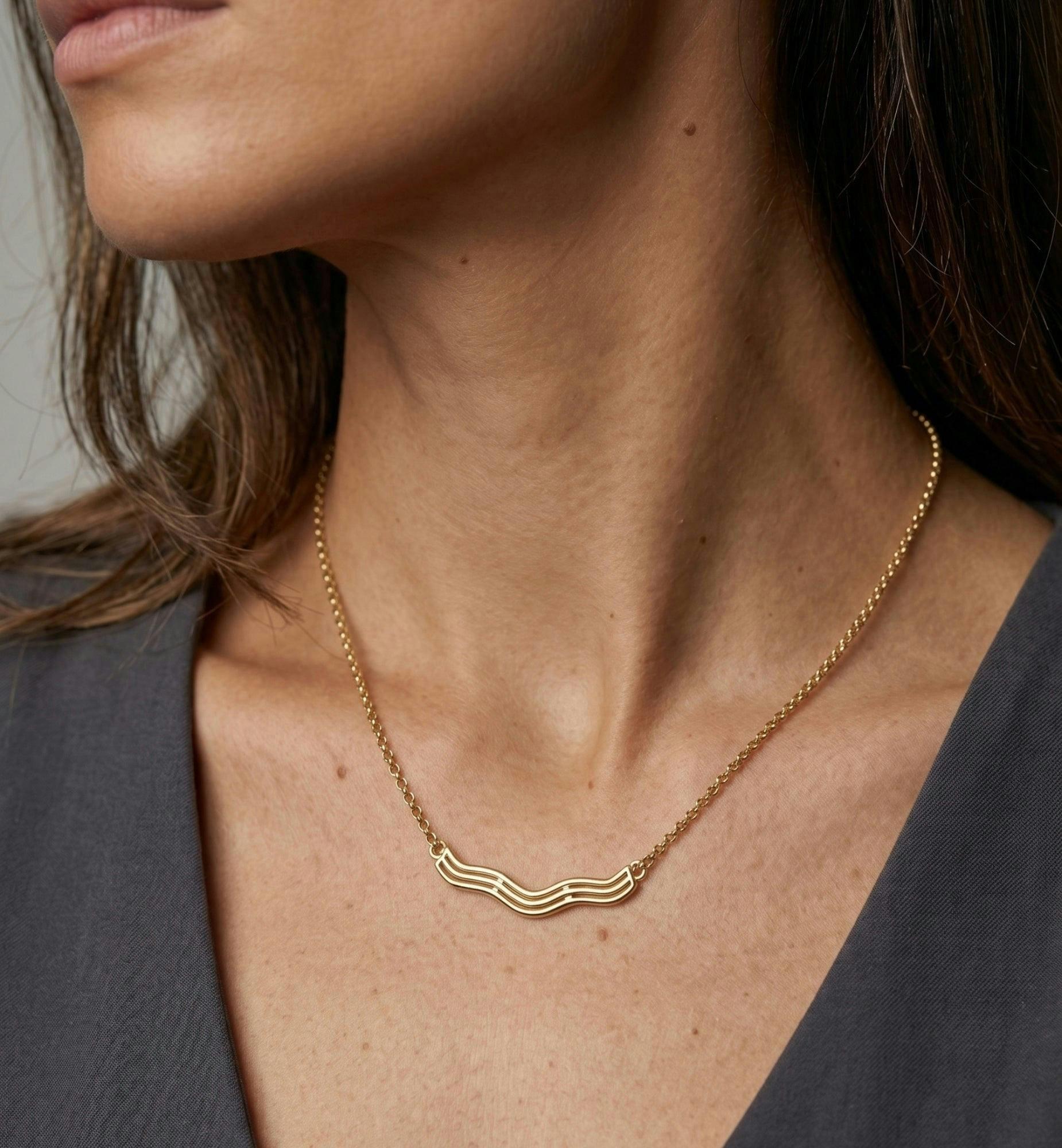 Nami Gold Wave Necklace , view 2 of 5