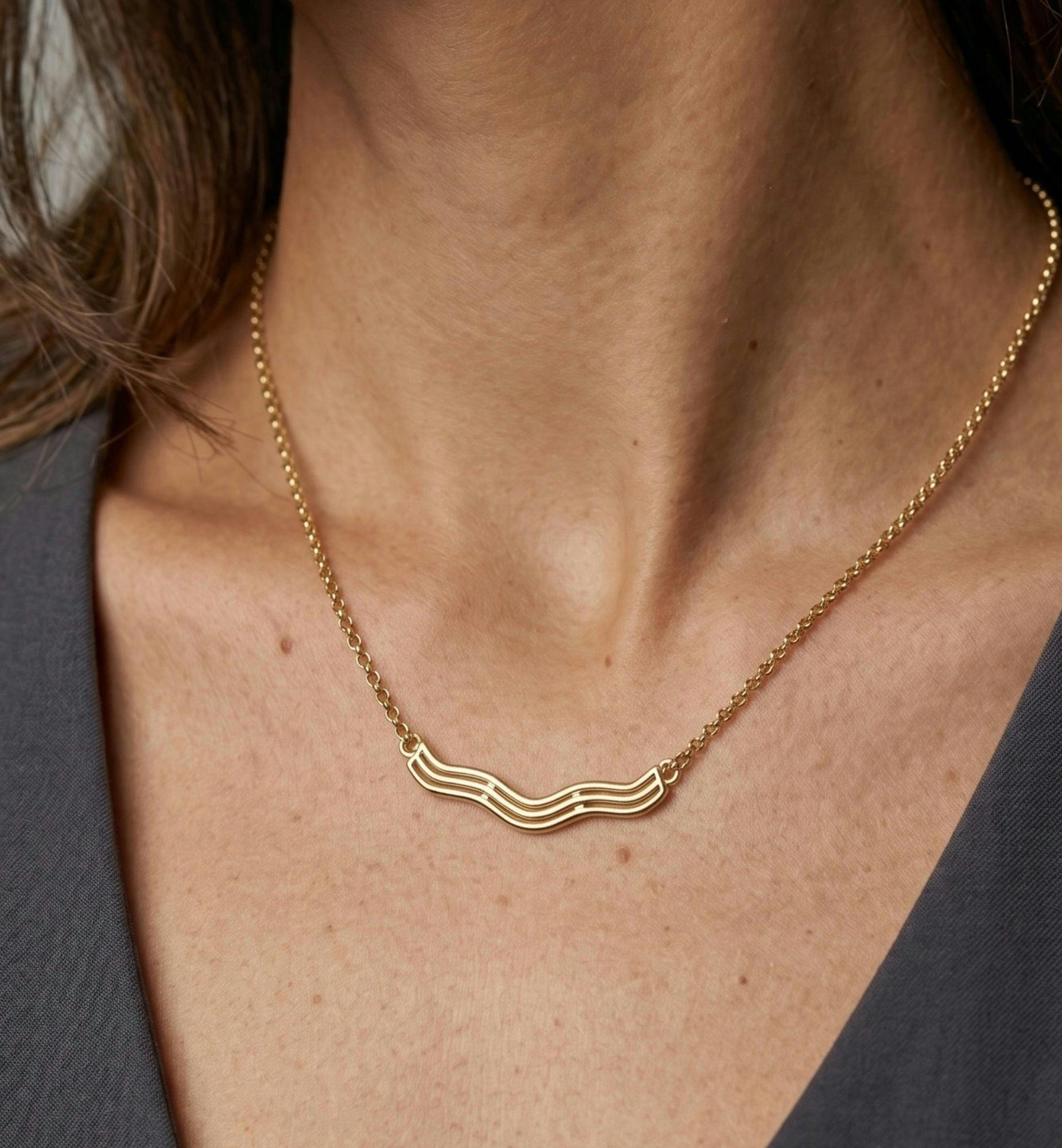 Nami Gold Wave Necklace , view 4 of 5