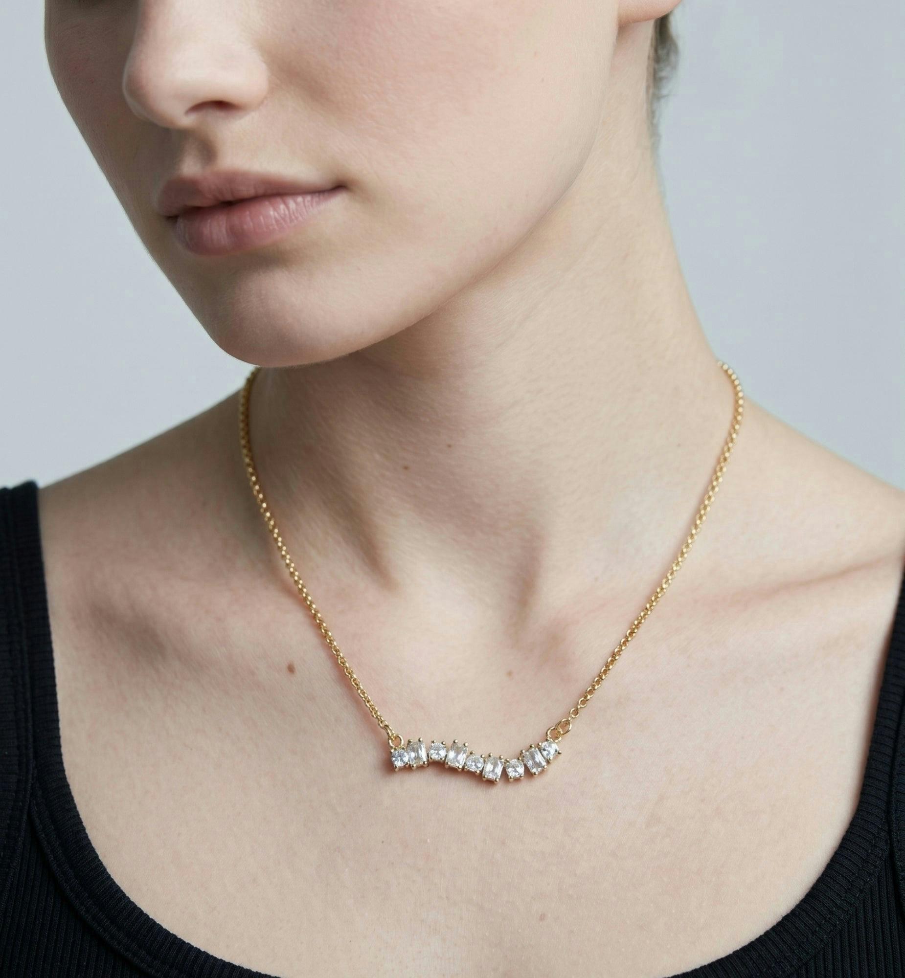 Nami Gold Stone Wave Necklace , view 2 of 5