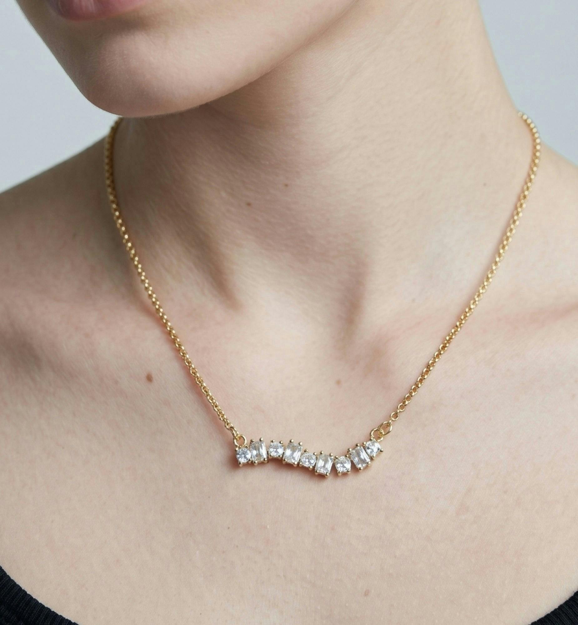 Nami Gold Stone Wave Necklace , view 4 of 5