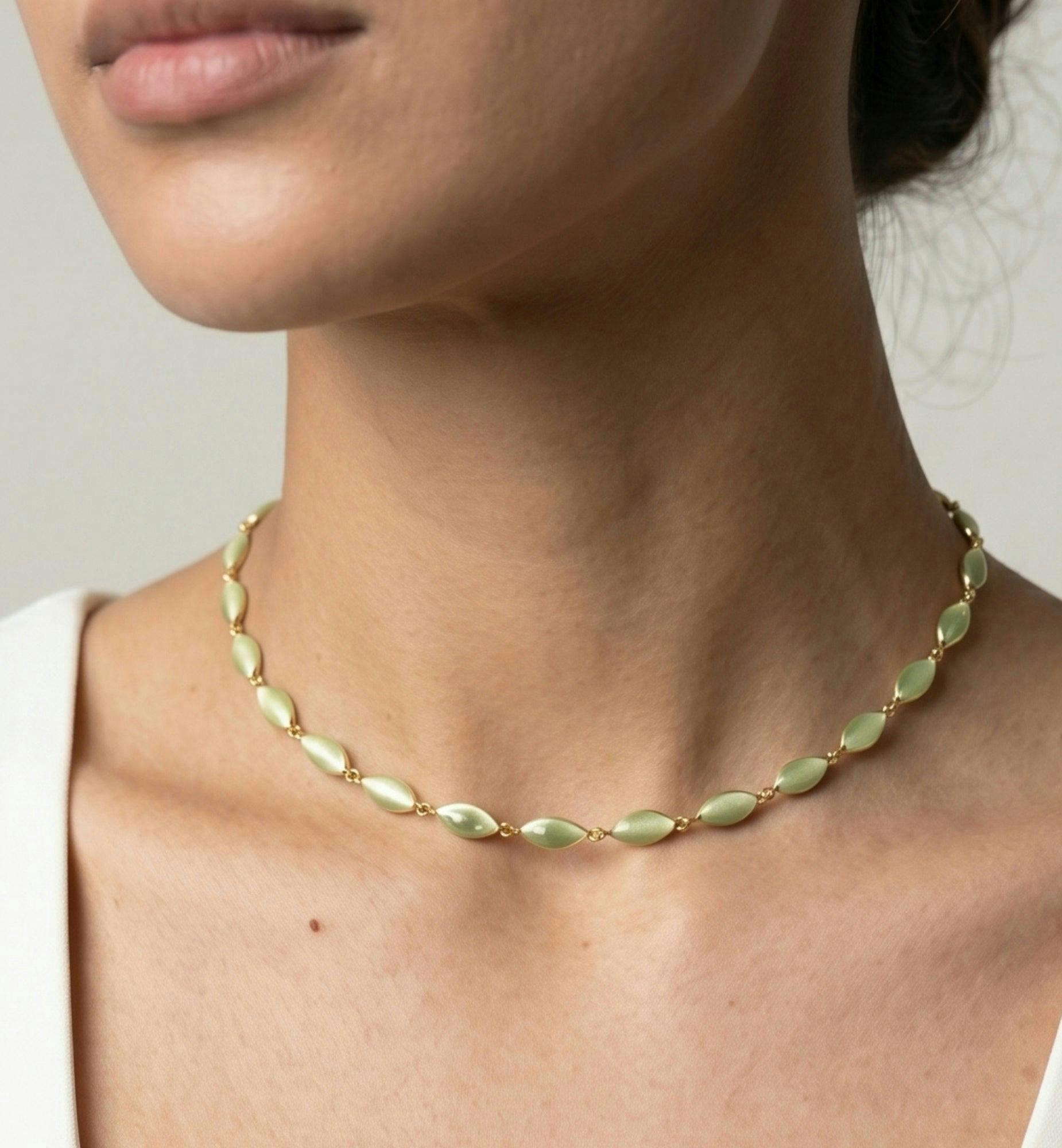 Nekomeishi Green Cats Eye Necklace , view 4 of 5