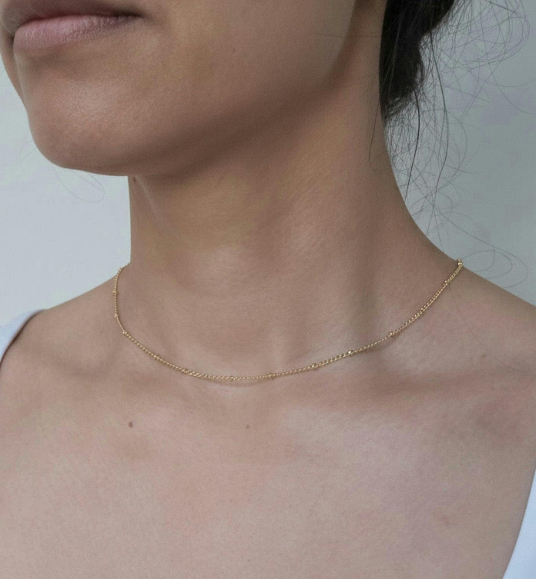 Kin Gold Bead Necklace , view 2 of 6