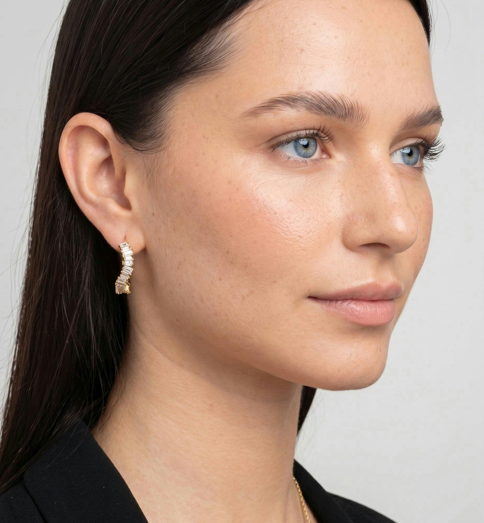 Nami Gold Stone Wave Earrings , view 2 of 5