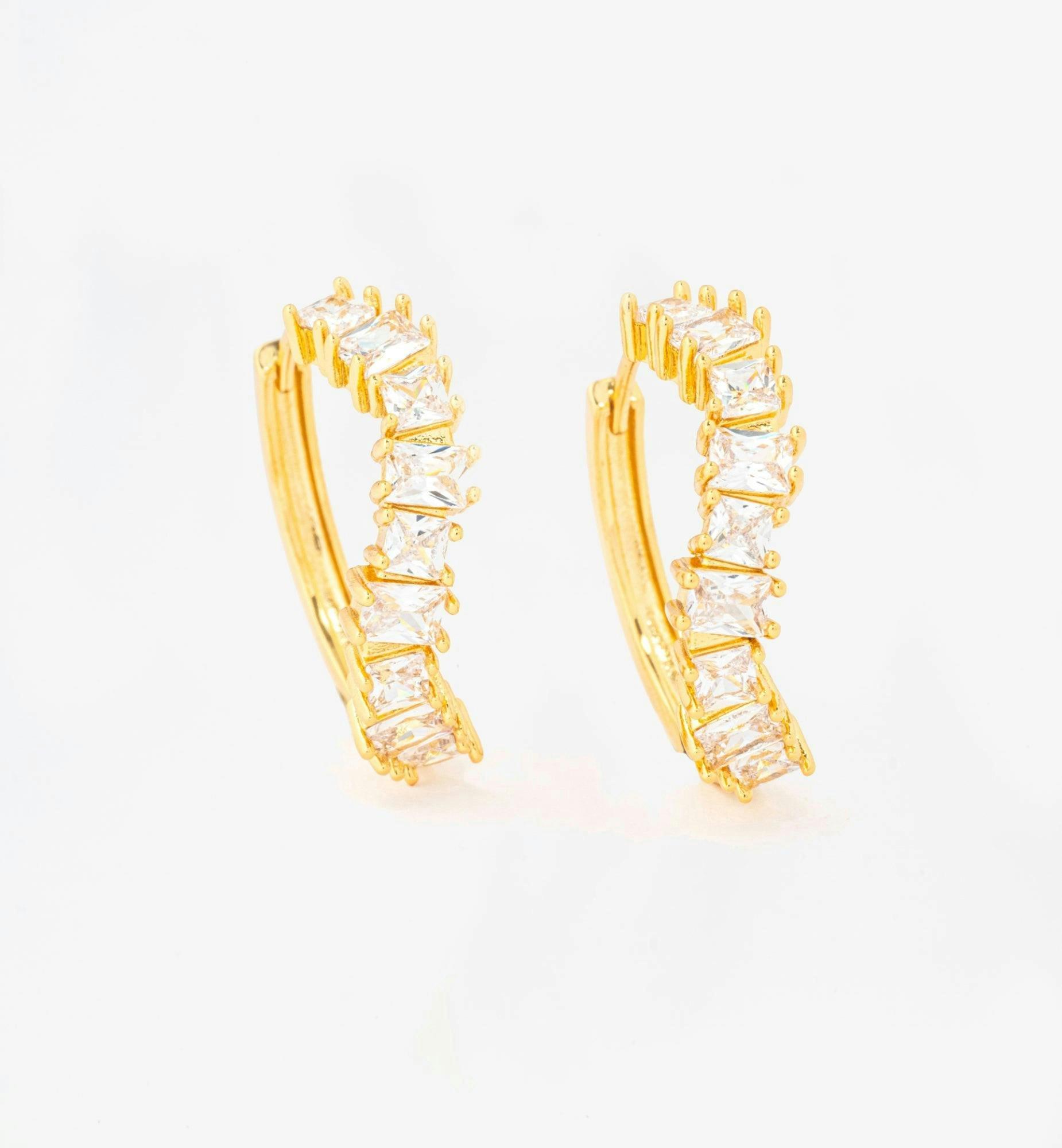 Nami Gold Stone Wave Earrings , view 3 of 5