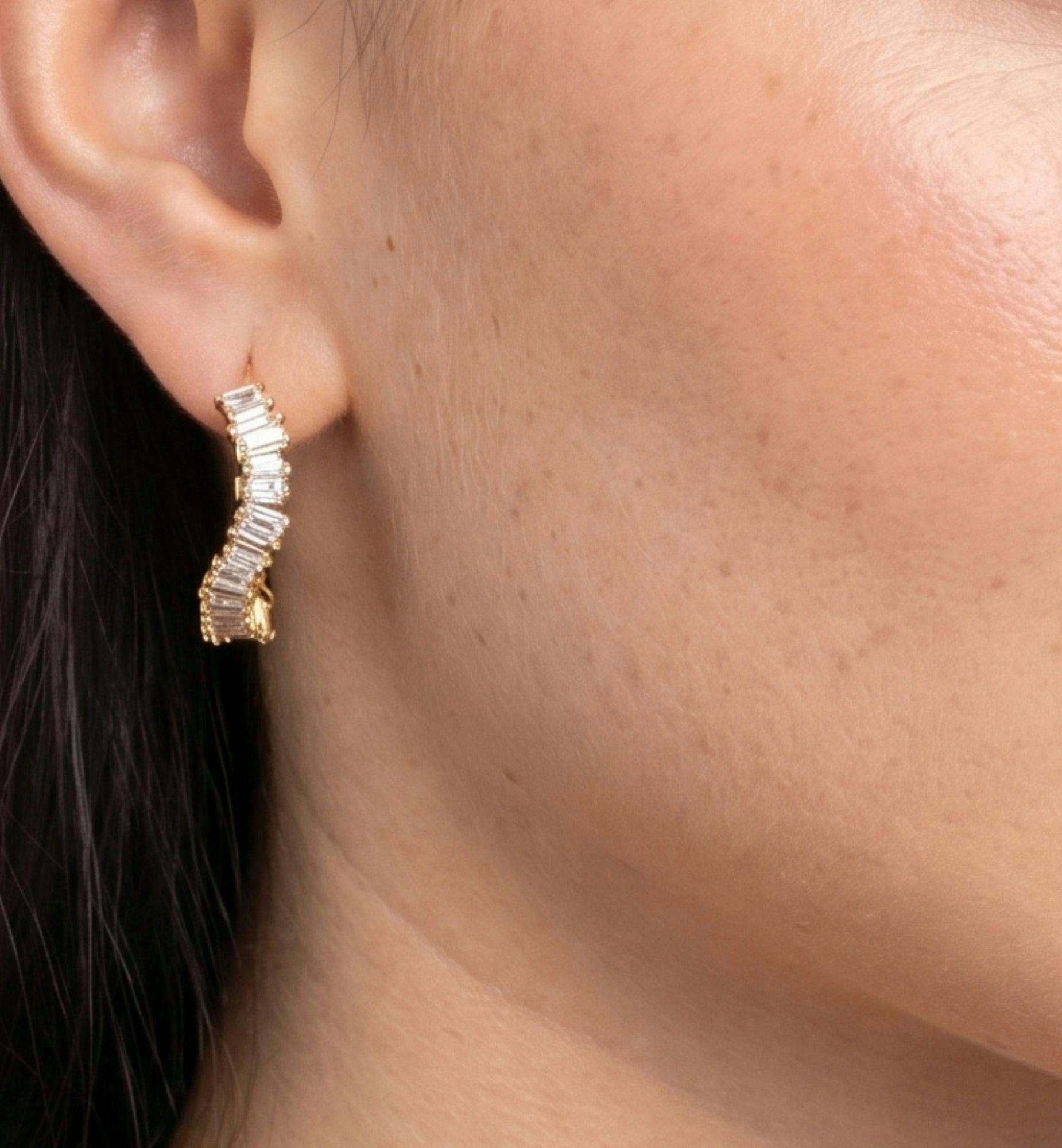 Nami Gold Stone Wave Earrings , view 4 of 5