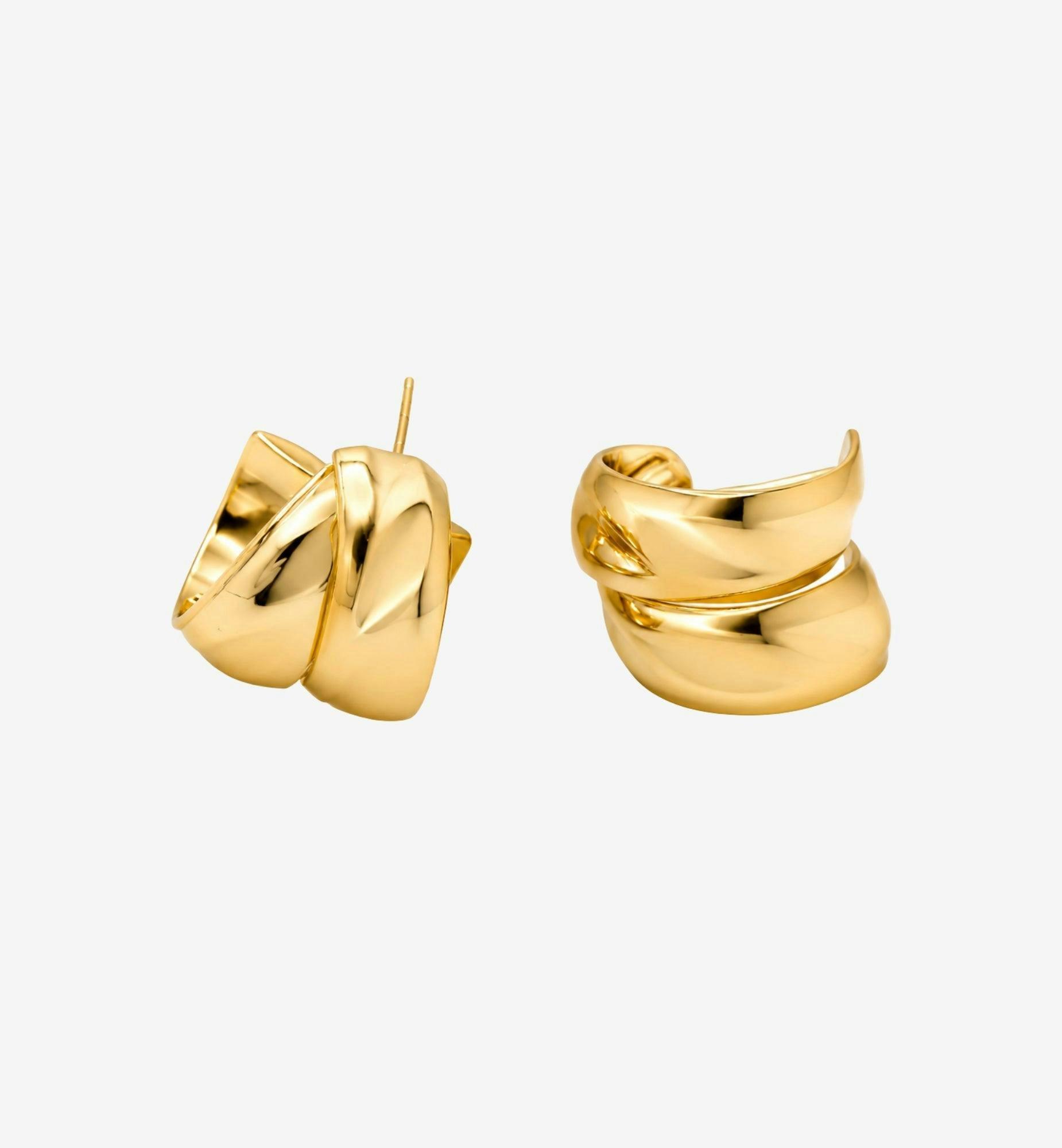 Kin Molten Gold Hoop Earrings , view 3 of 6