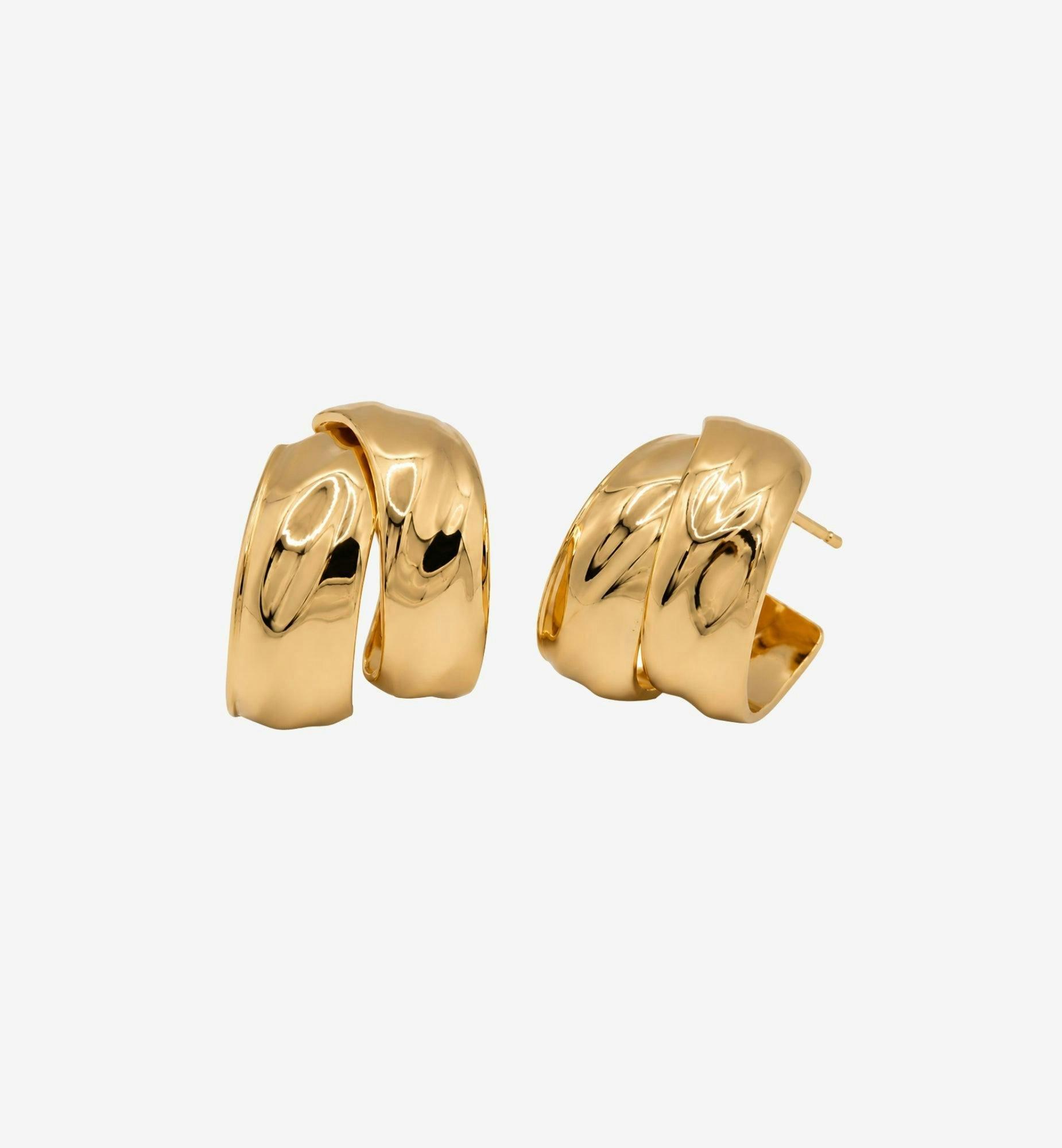 Kin Molten Gold Hoop Earrings , view 5 of 6