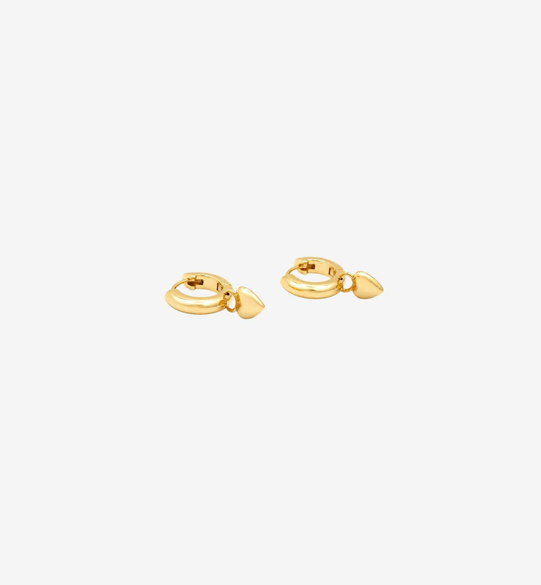 Kokoro Gold Heart Drop Huggies Earrings , view 3 of 6