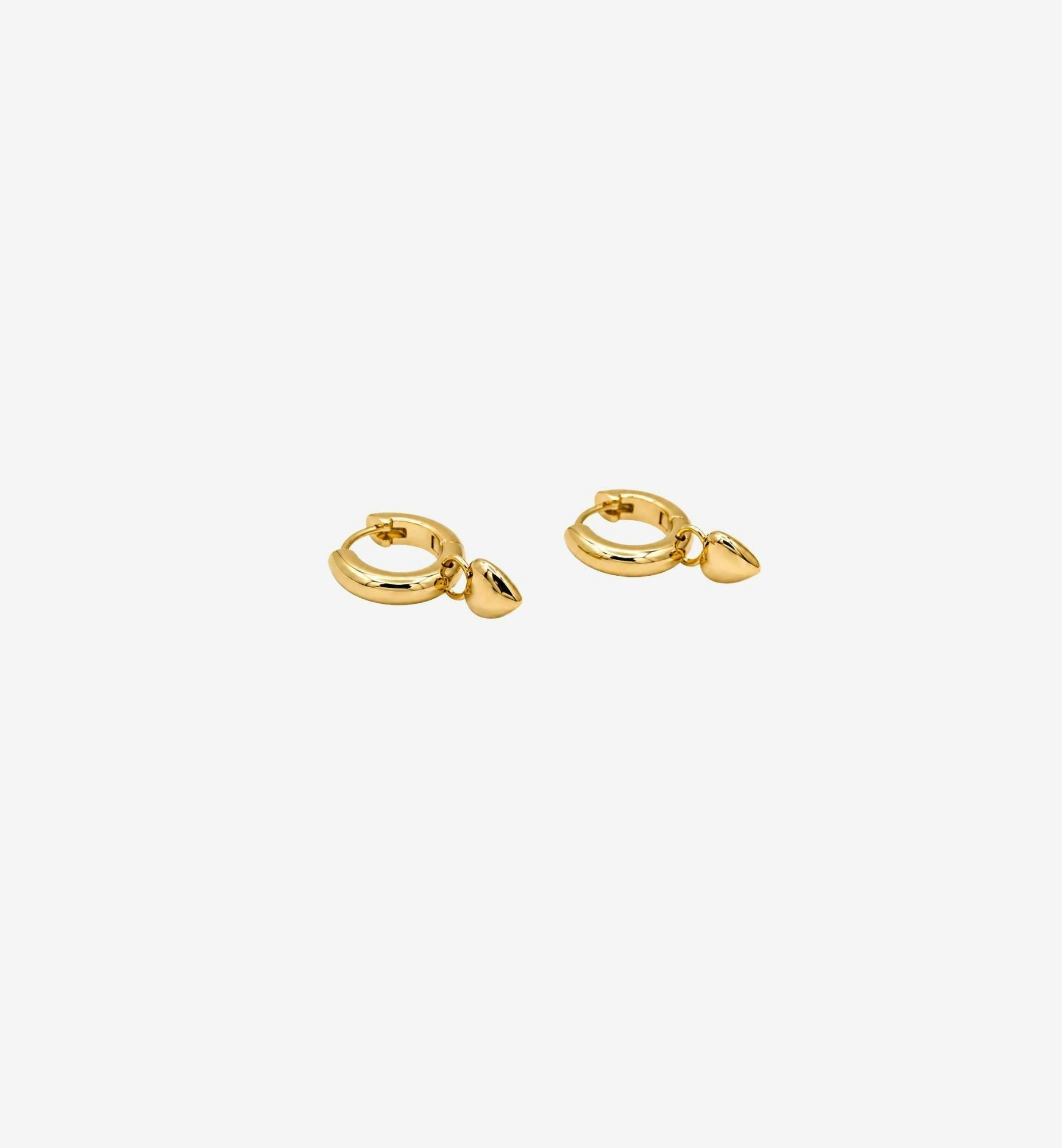 Kokoro Gold Heart Drop Huggies Earrings , view 5 of 6
