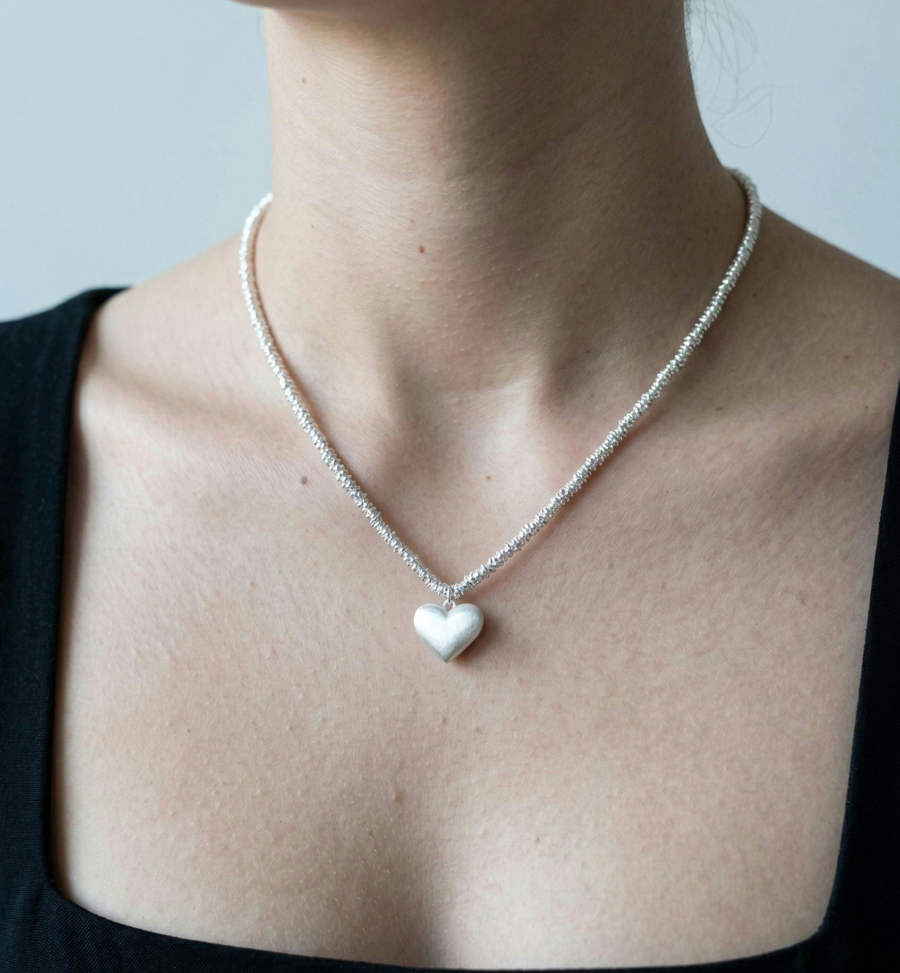 Kokoro Silver Heart Necklace , view 2 of 4