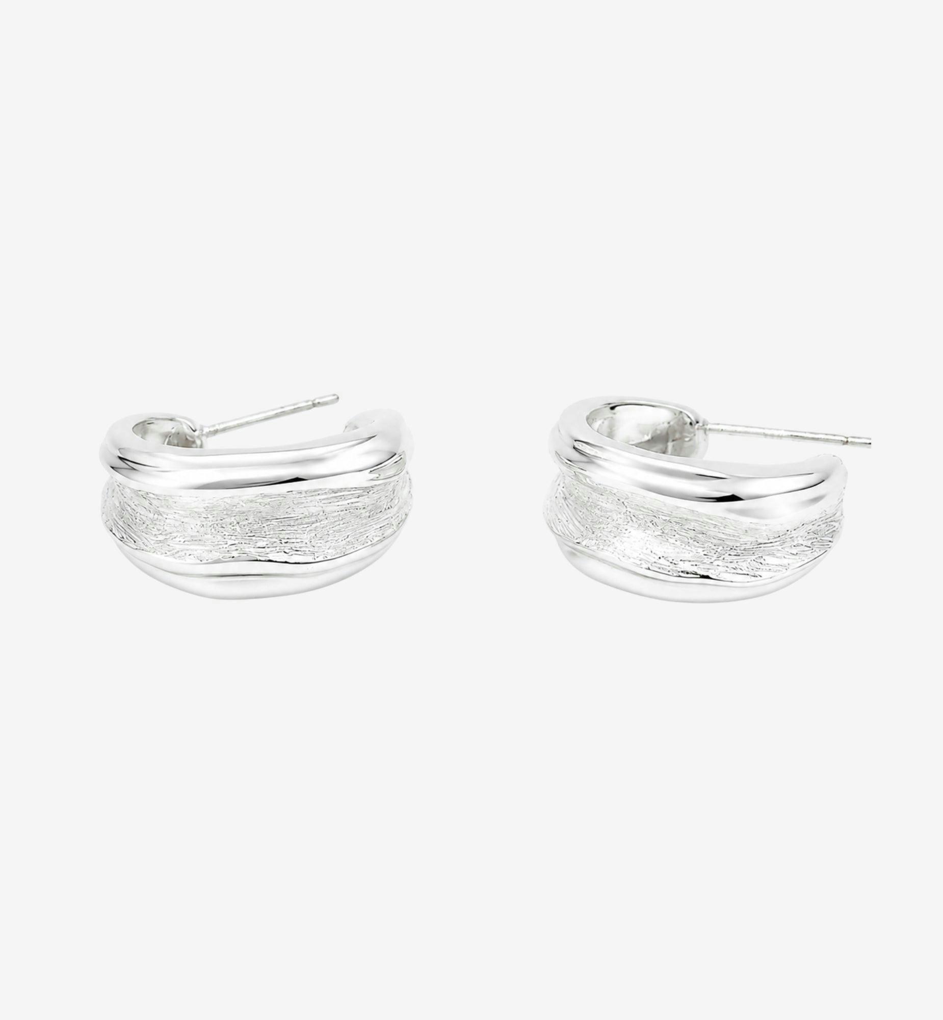 Nami Silver Molten Hoop Earrings , view 3 of 6