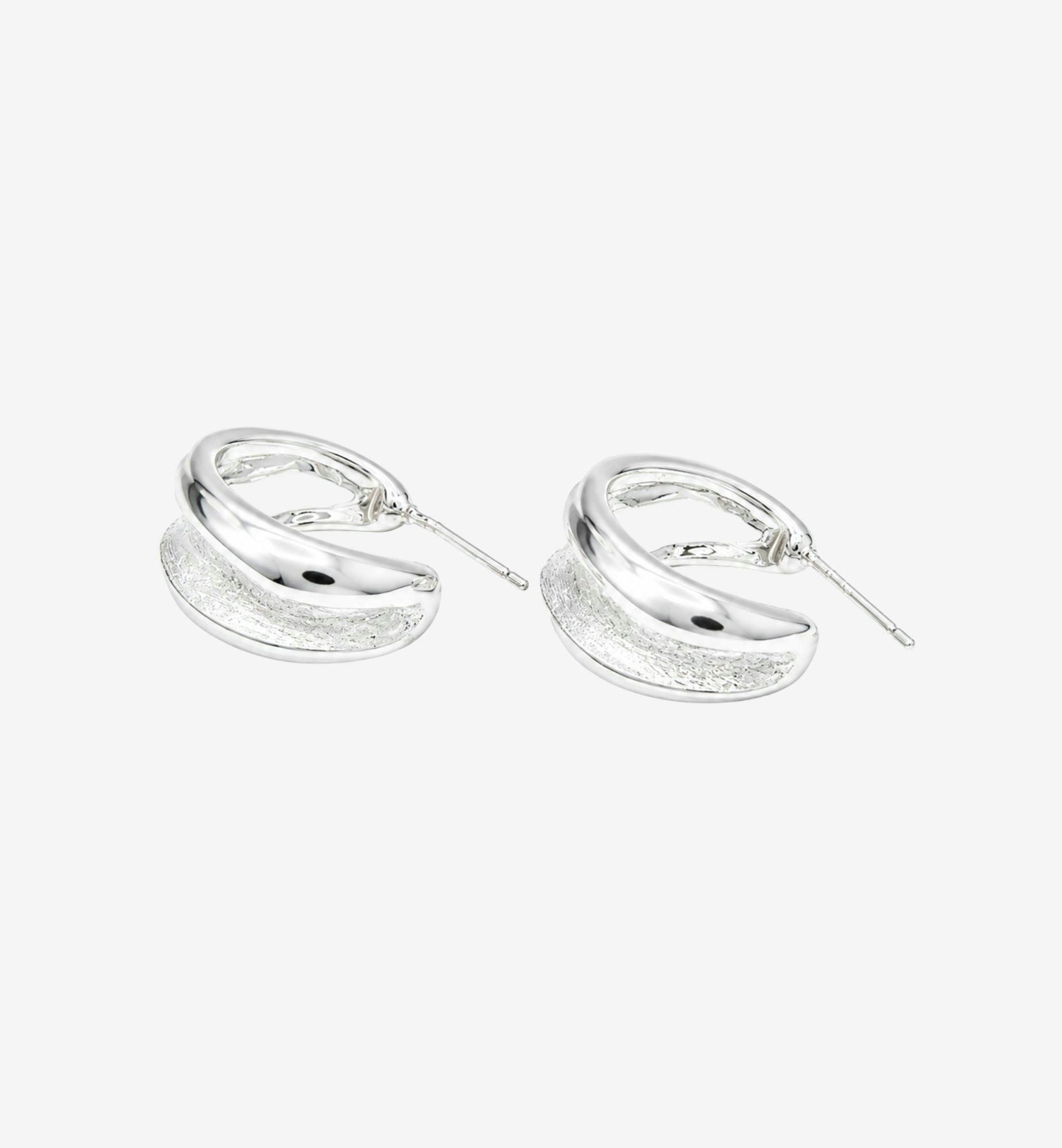 Nami Silver Molten Hoop Earrings , view 5 of 6