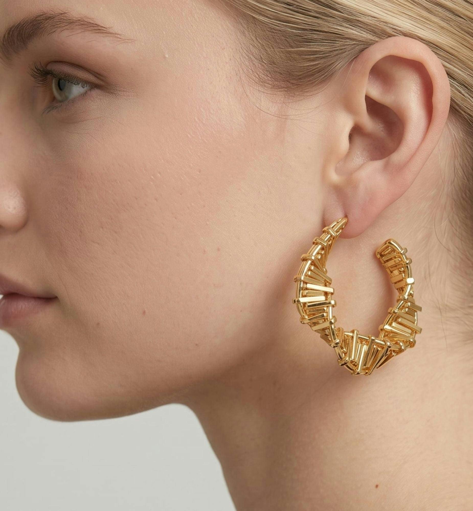 Kin Sculptural Hoop Earrings , view 4 of 6