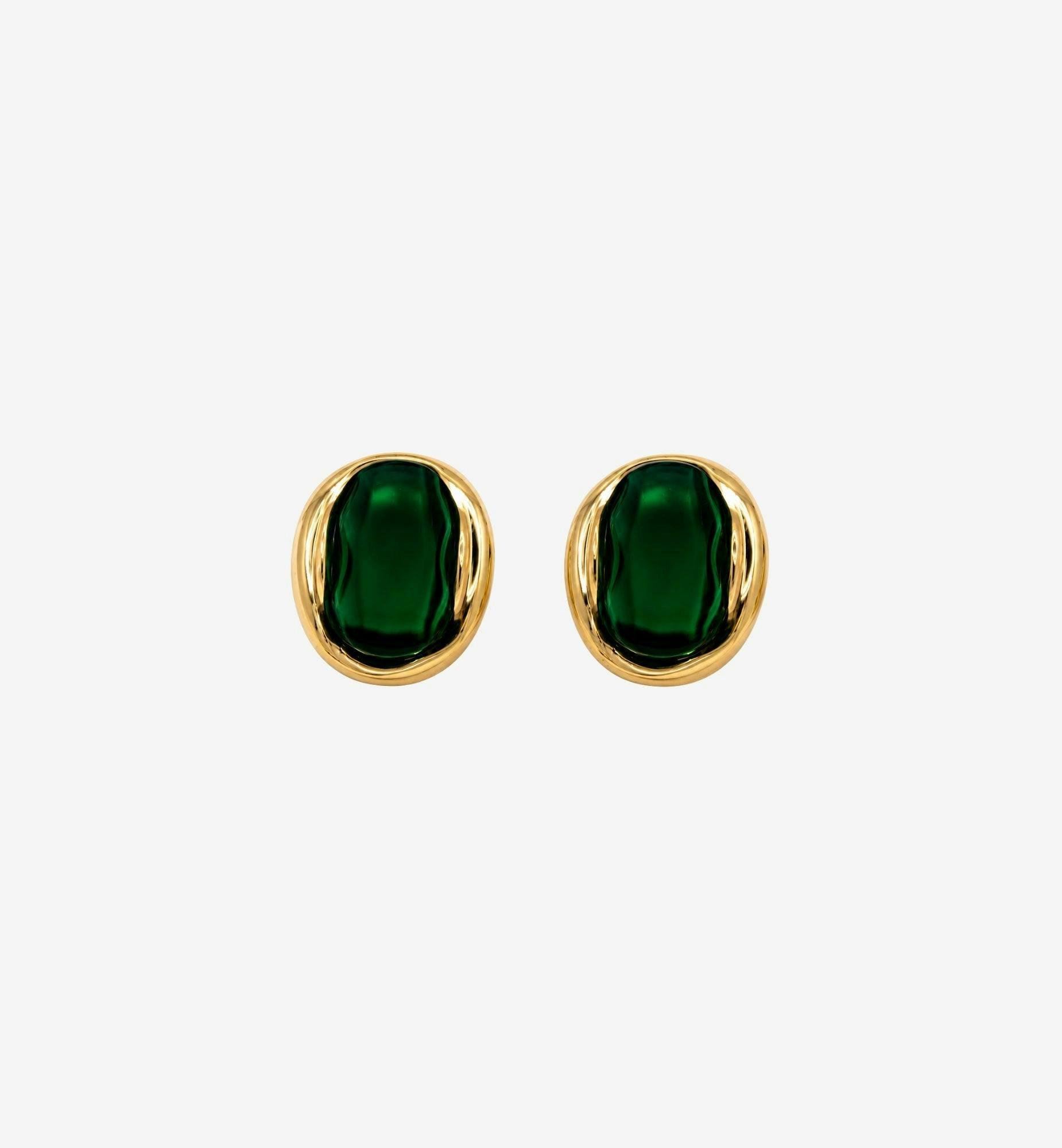 Enso Green Stone Stud Earrings , view 3 of 6