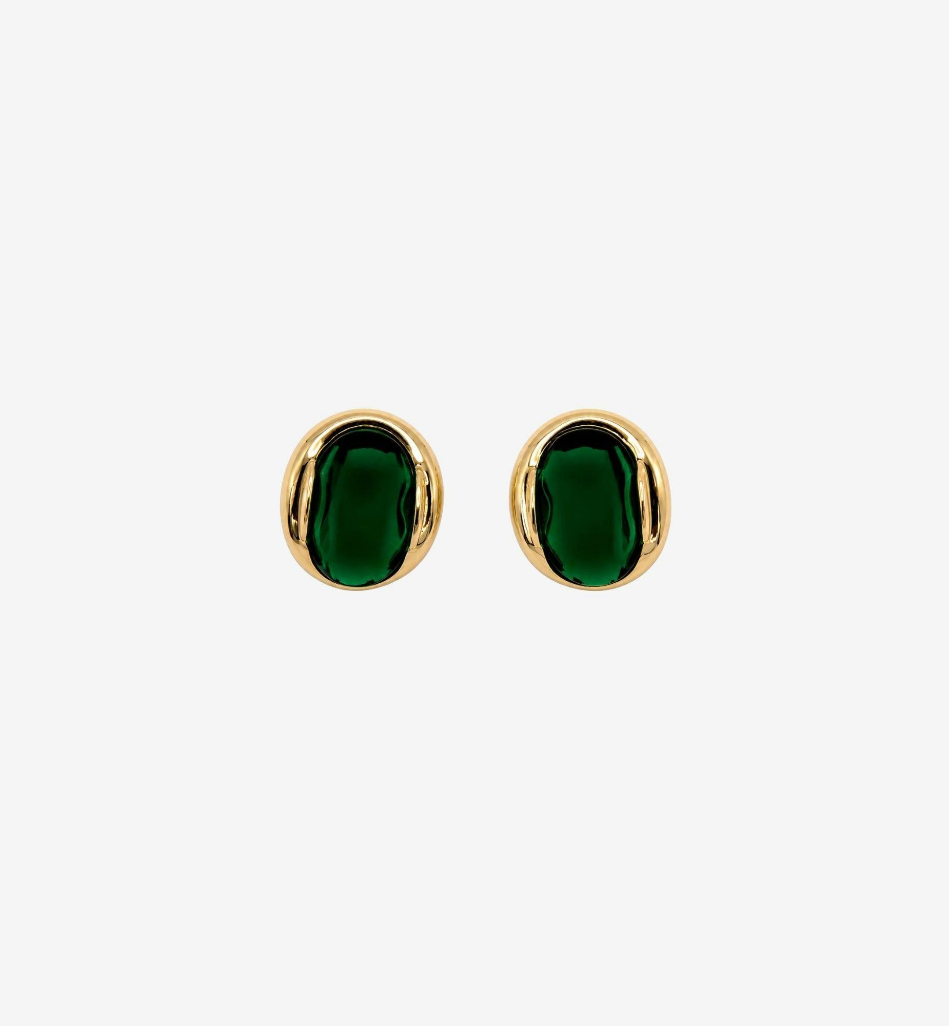 Enso Green Stone Stud Earrings , view 5 of 6