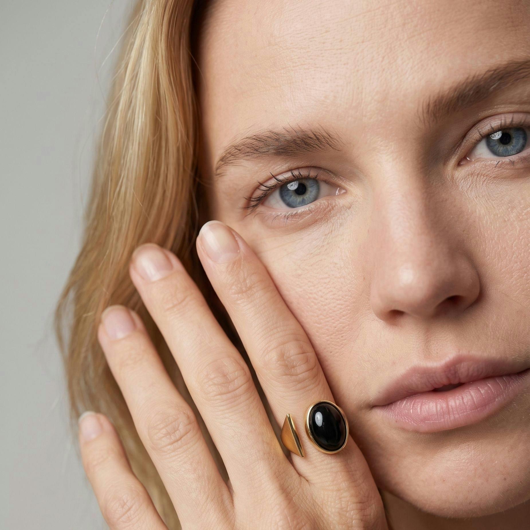 Enso Black Onyx Oval Open Front Ring , view 3 of 4