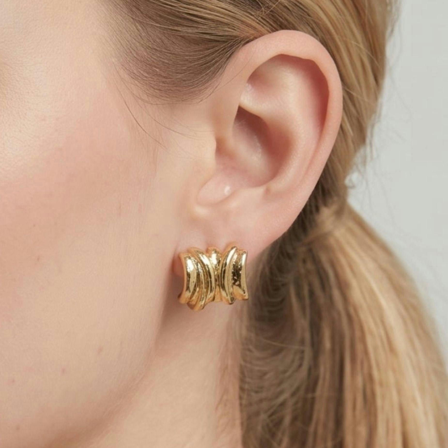 Kin Molten Structured Stud Earrings , view 4 of 5