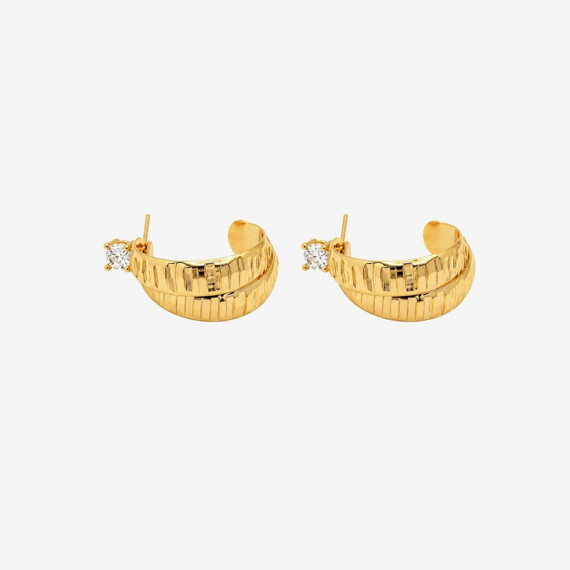 Kin Stone Sculptural Hoop Earrings , view 3 of 5