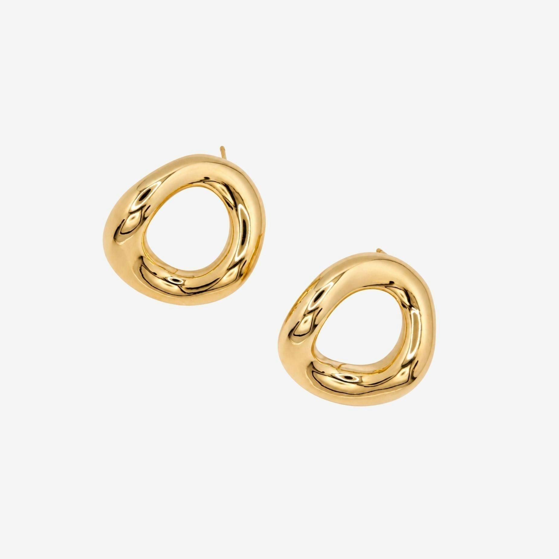 Enso Gold Open Circle Oversized Stud Earrings , view 3 of 5