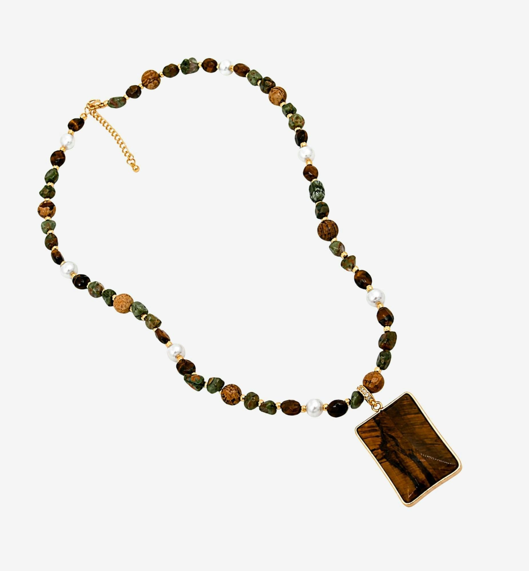 Nekomeishi Tigers Eye and Semi-Precious Stones Necklace , view 3 of 6