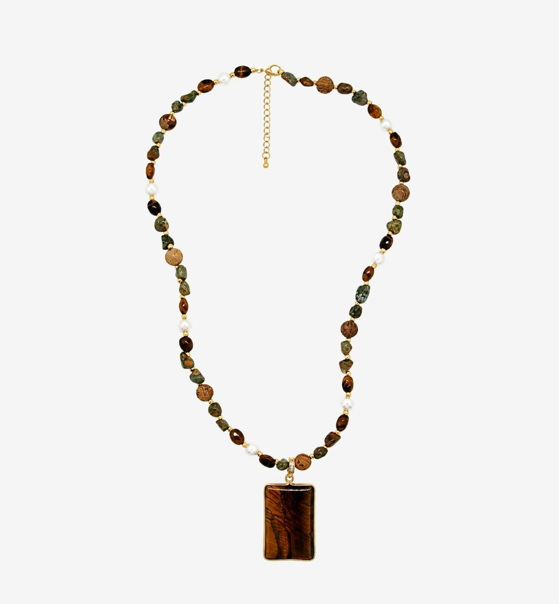 Nekomeishi Tigers Eye and Semi-Precious Stones Necklace , view 5 of 6
