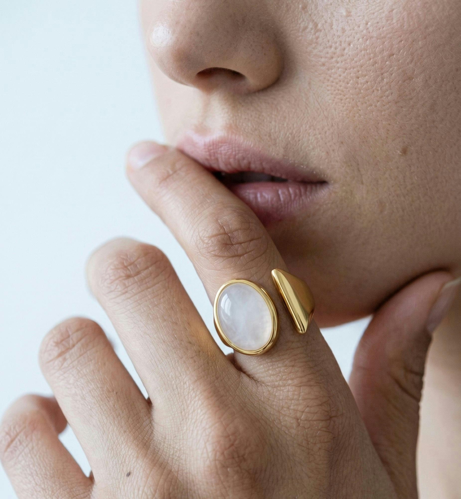 Enso Moonstone Wraparound Ring , view 2 of 6