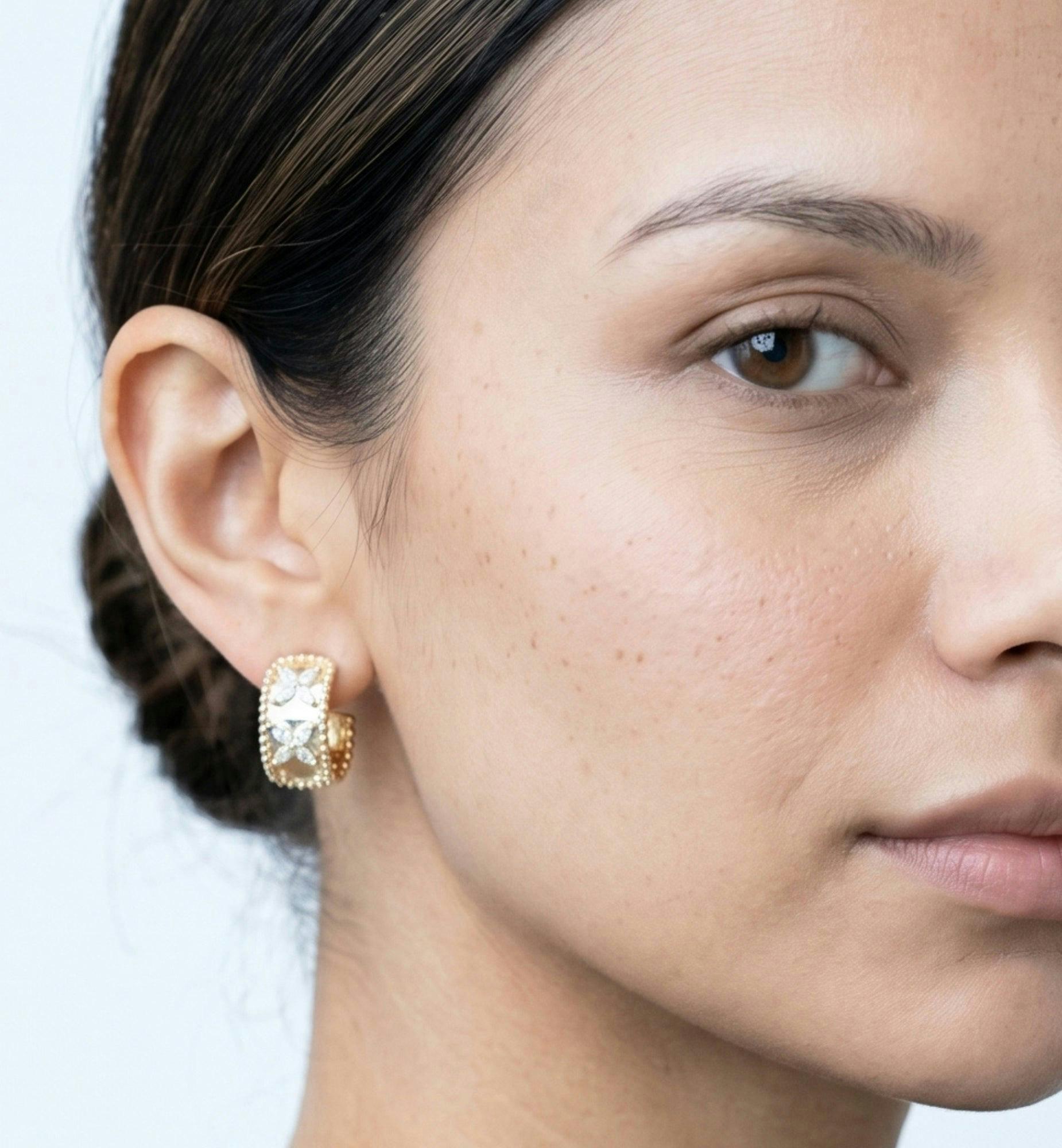 Kinmokusei Floral Beaded Hoop Earrings , view 2 of 5