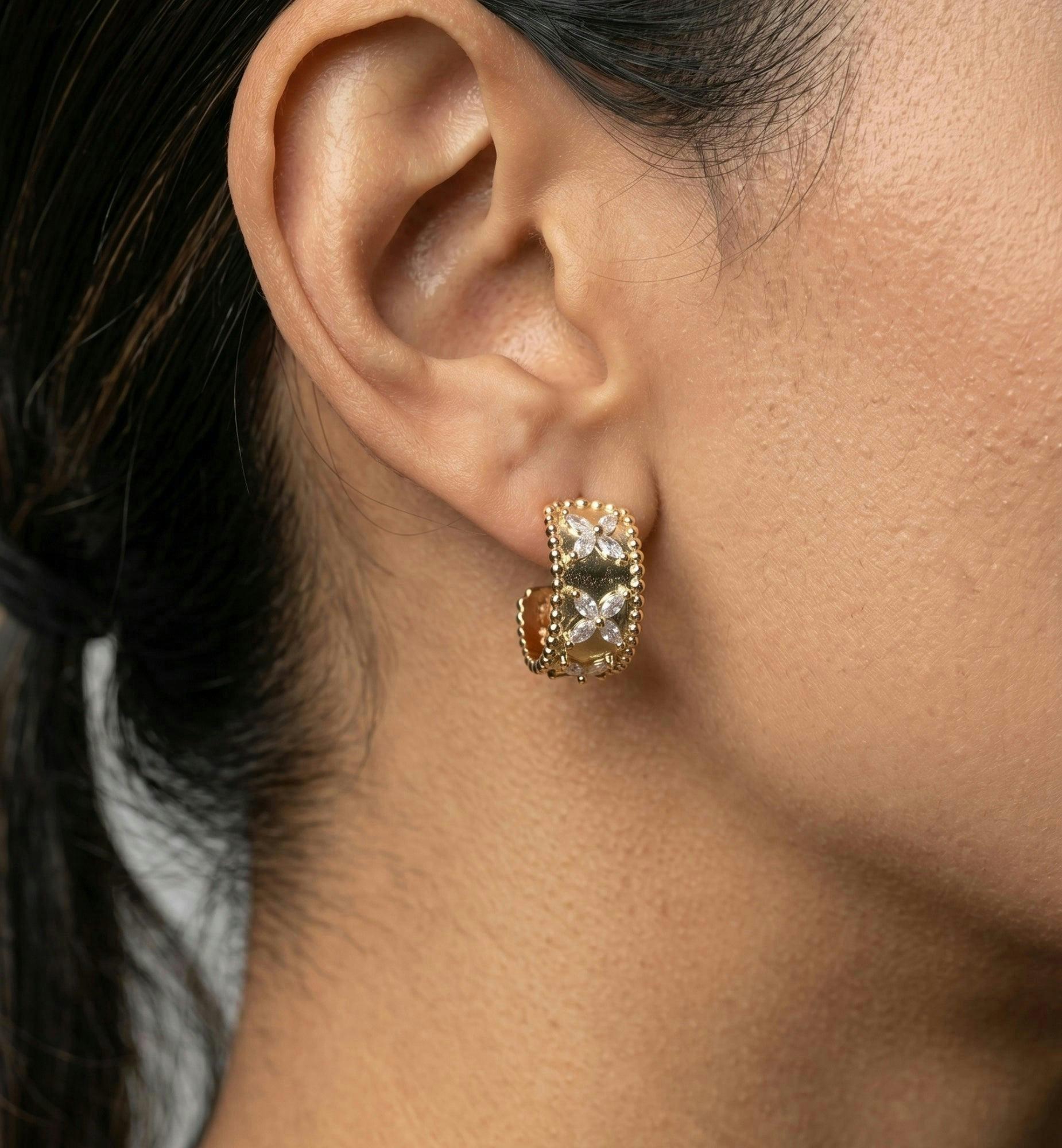 Kinmokusei Floral Beaded Hoop Earrings , view 4 of 5