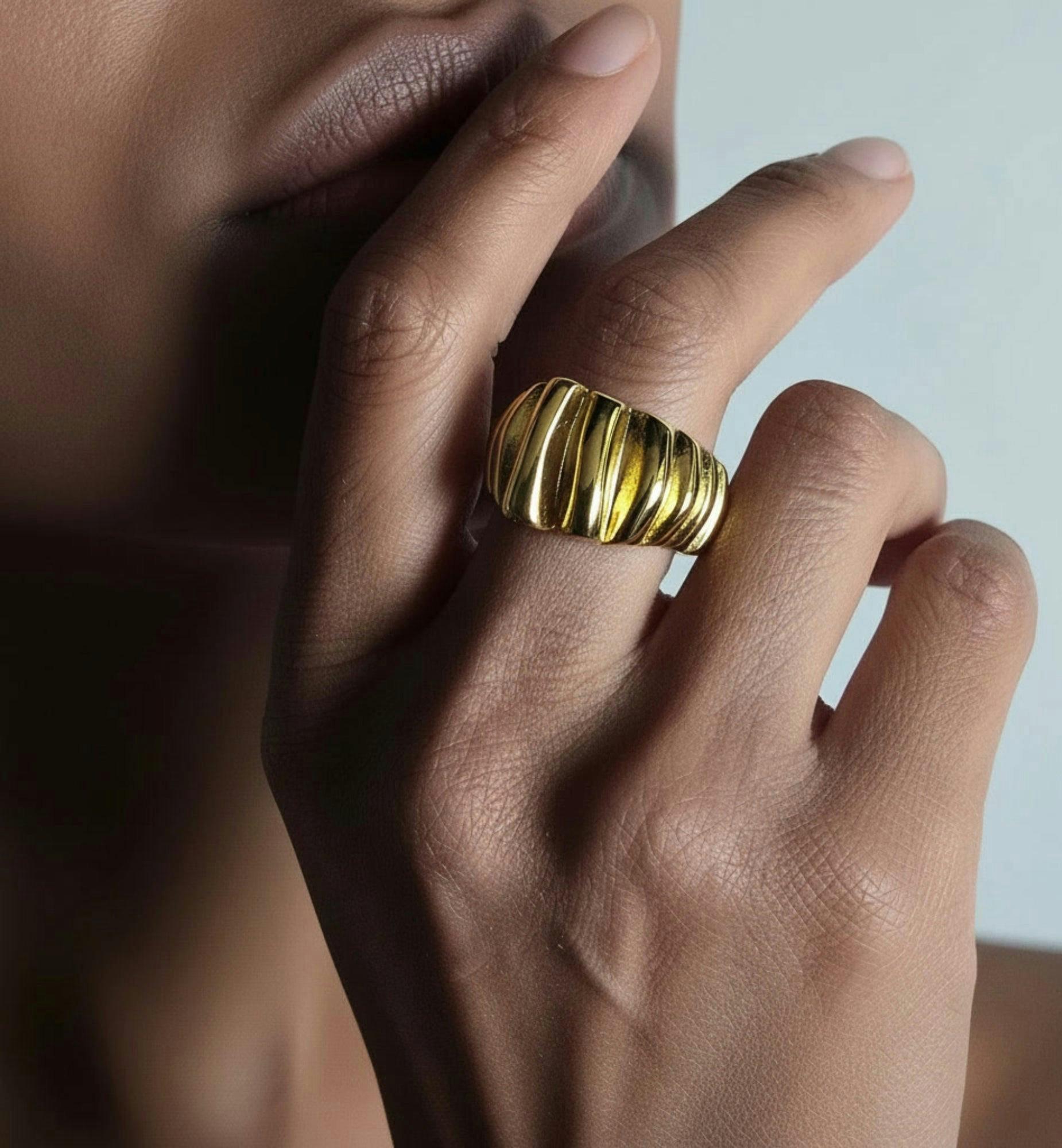 Kin Draped Gold Ring , view 2 of 5