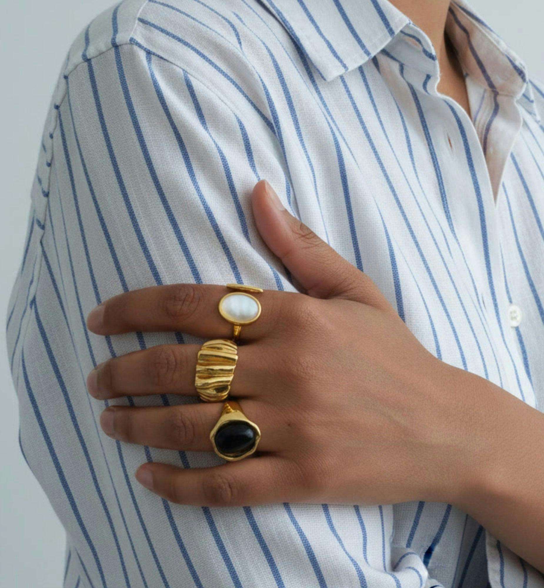 Kin Draped Gold Ring , view 3 of 5