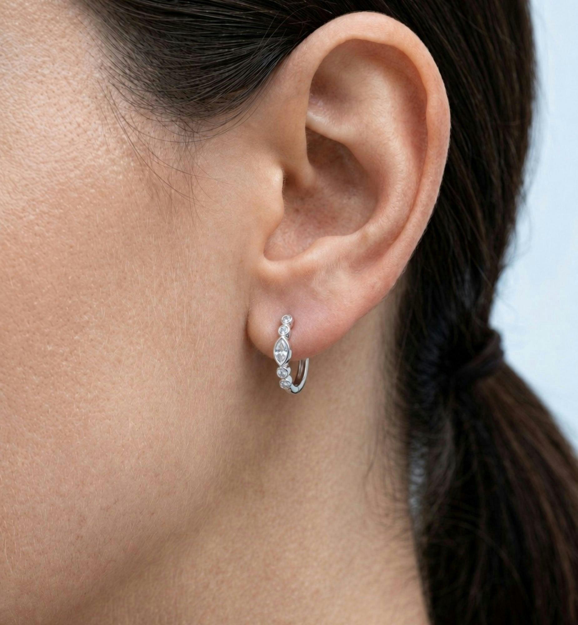 Enso Stone Huggie Hoop Earrings , view 2 of 5