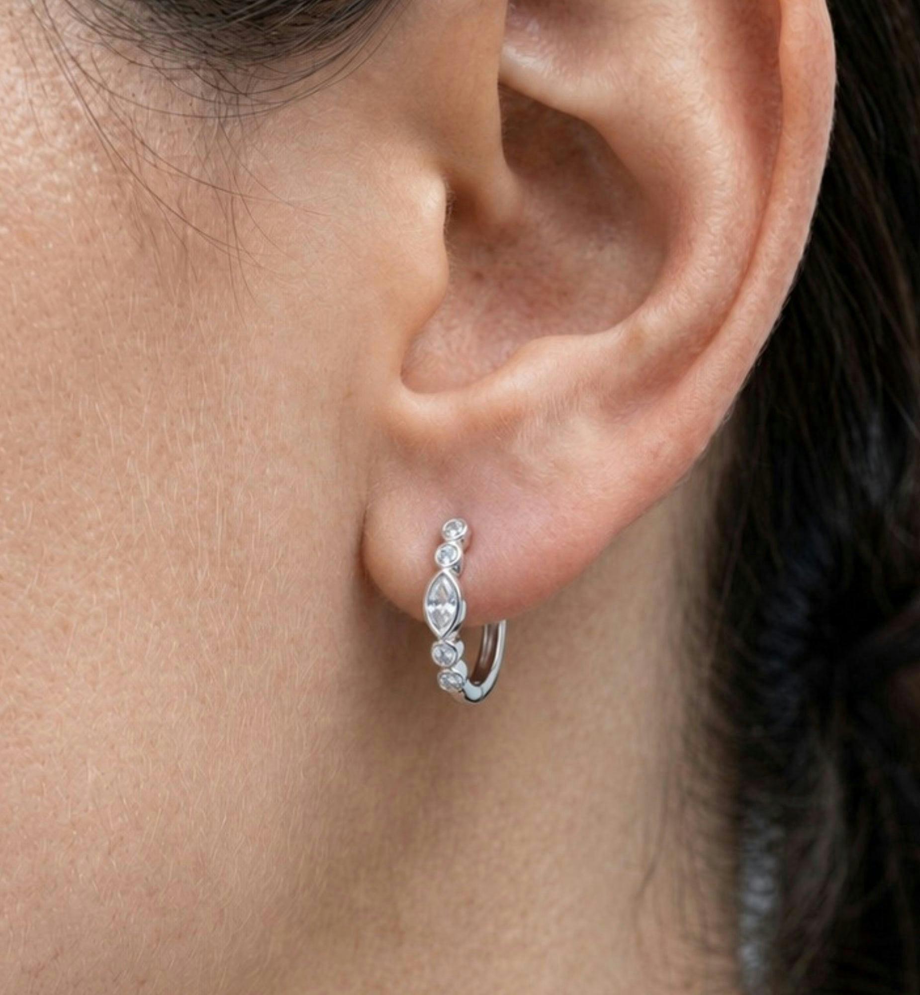 Enso Stone Huggie Hoop Earrings , view 4 of 5